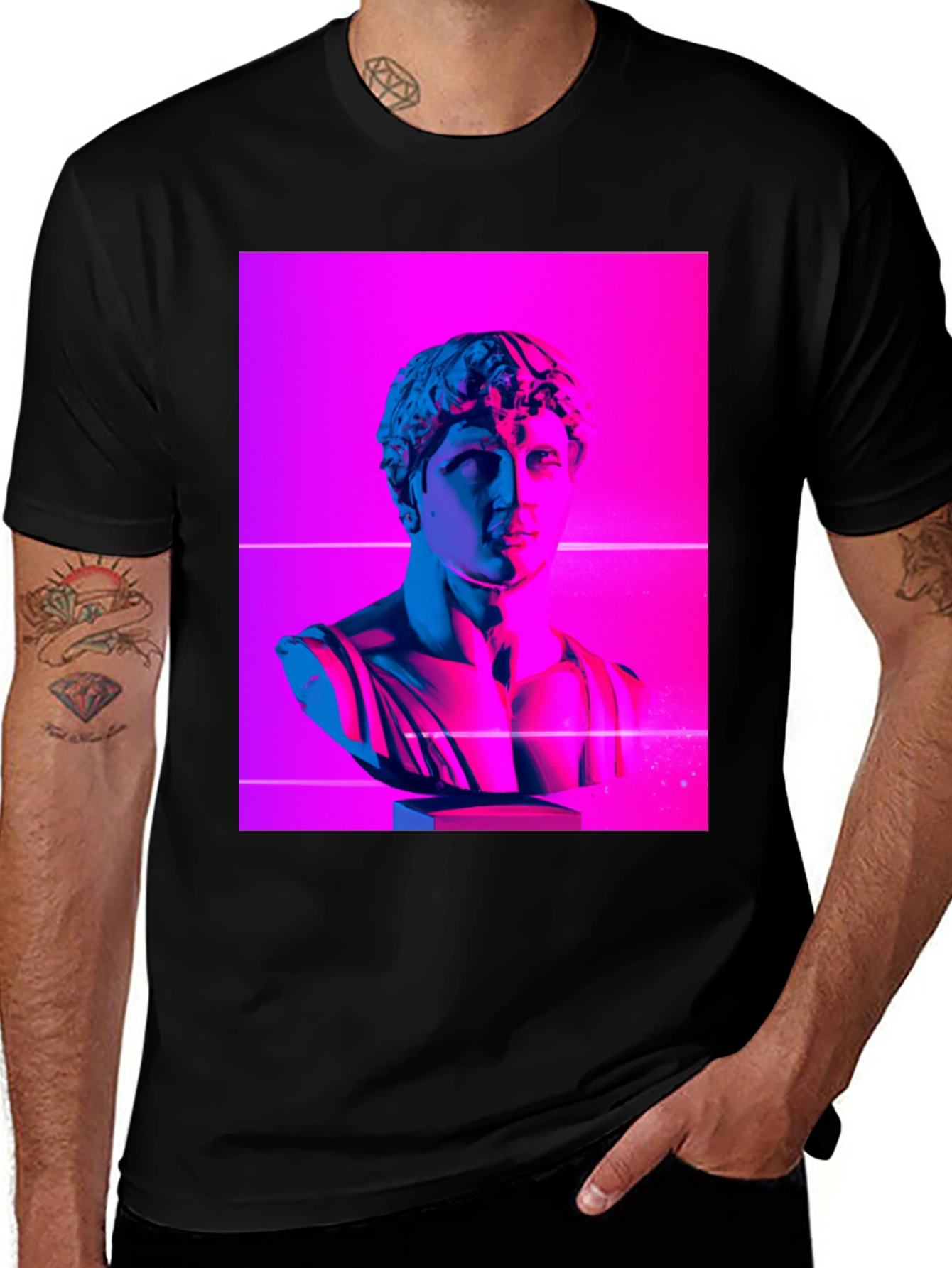 Neon Bust Graphic Tee - Stylish Cotton Blend