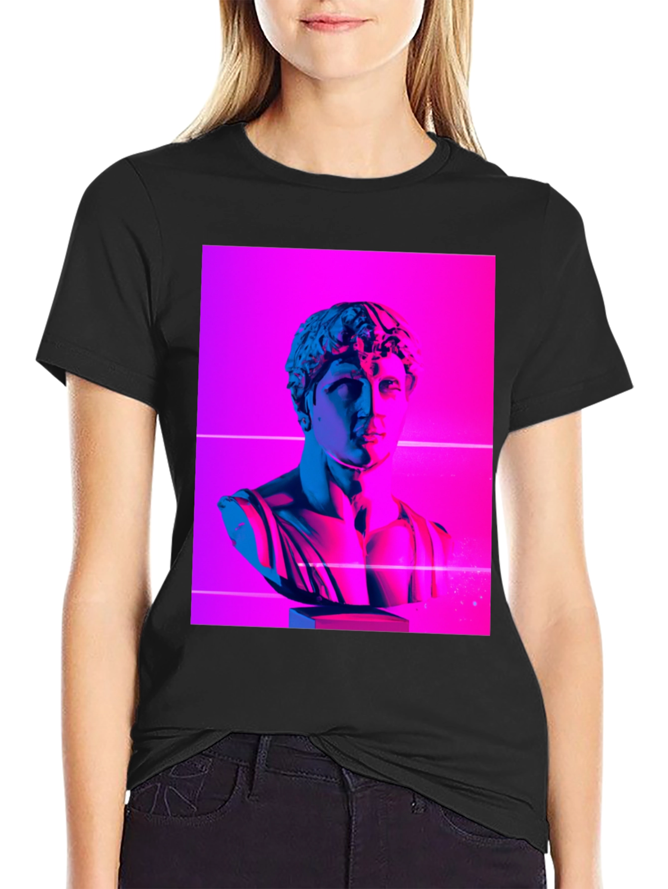 Neon Bust Graphic Tee - Stylish Cotton Blend