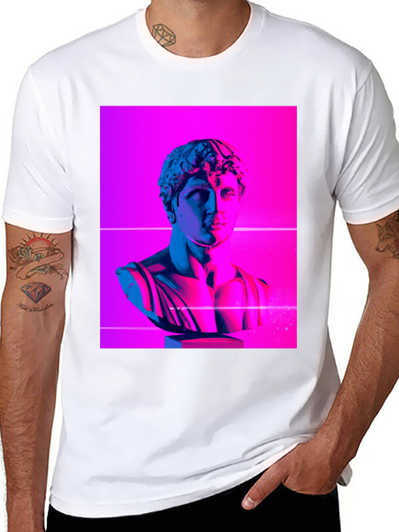 Neon Bust Graphic Tee - Stylish Cotton Blend