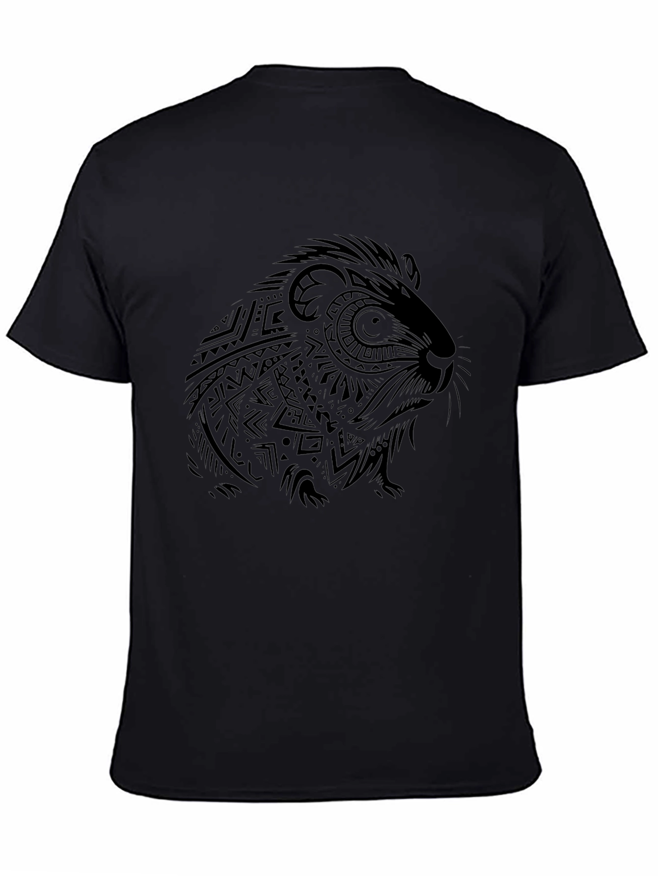 Tribal Guinea Pig Graphic Tee - Black