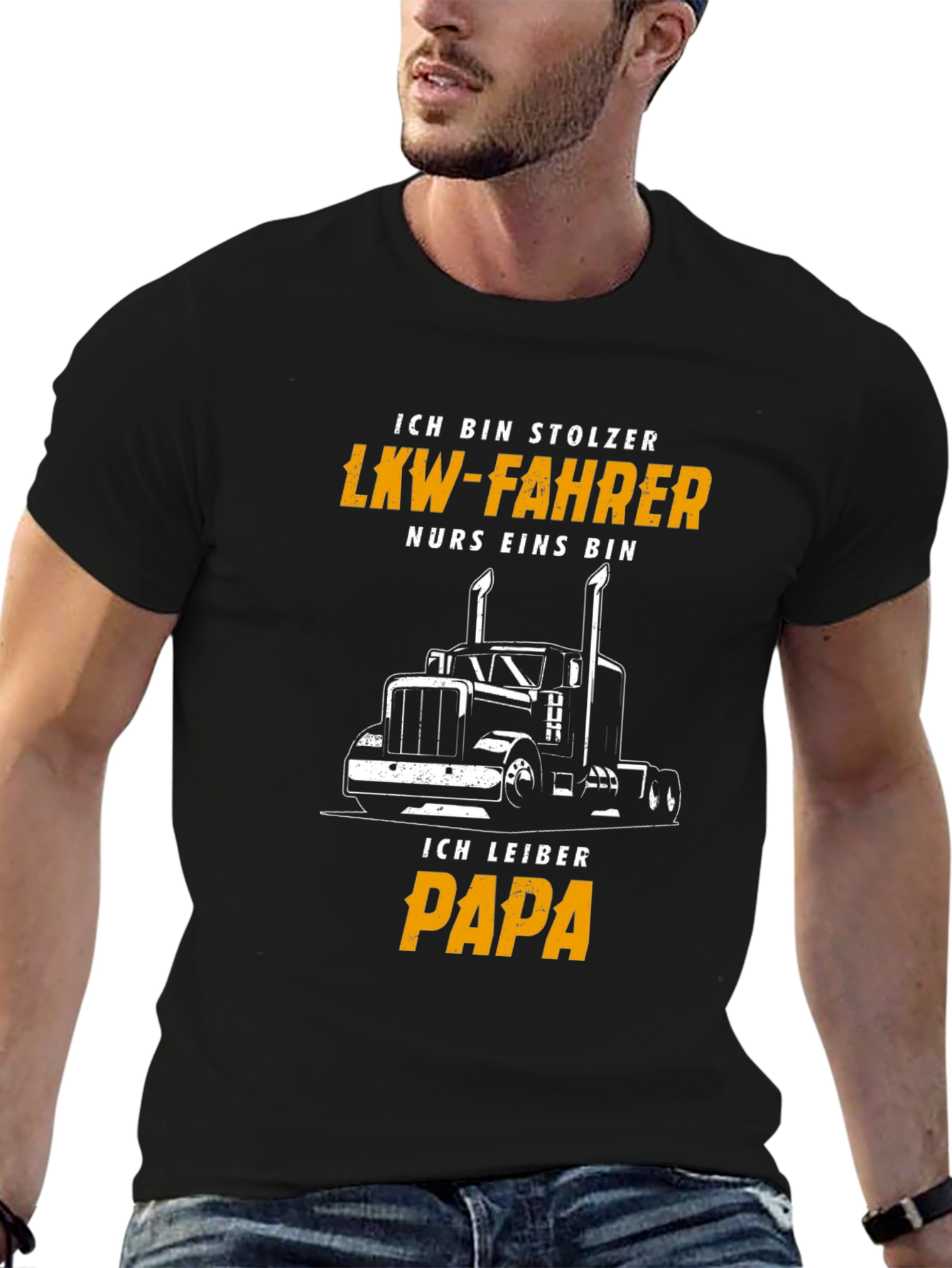 Proud Trucker Papa Black T-Shirt