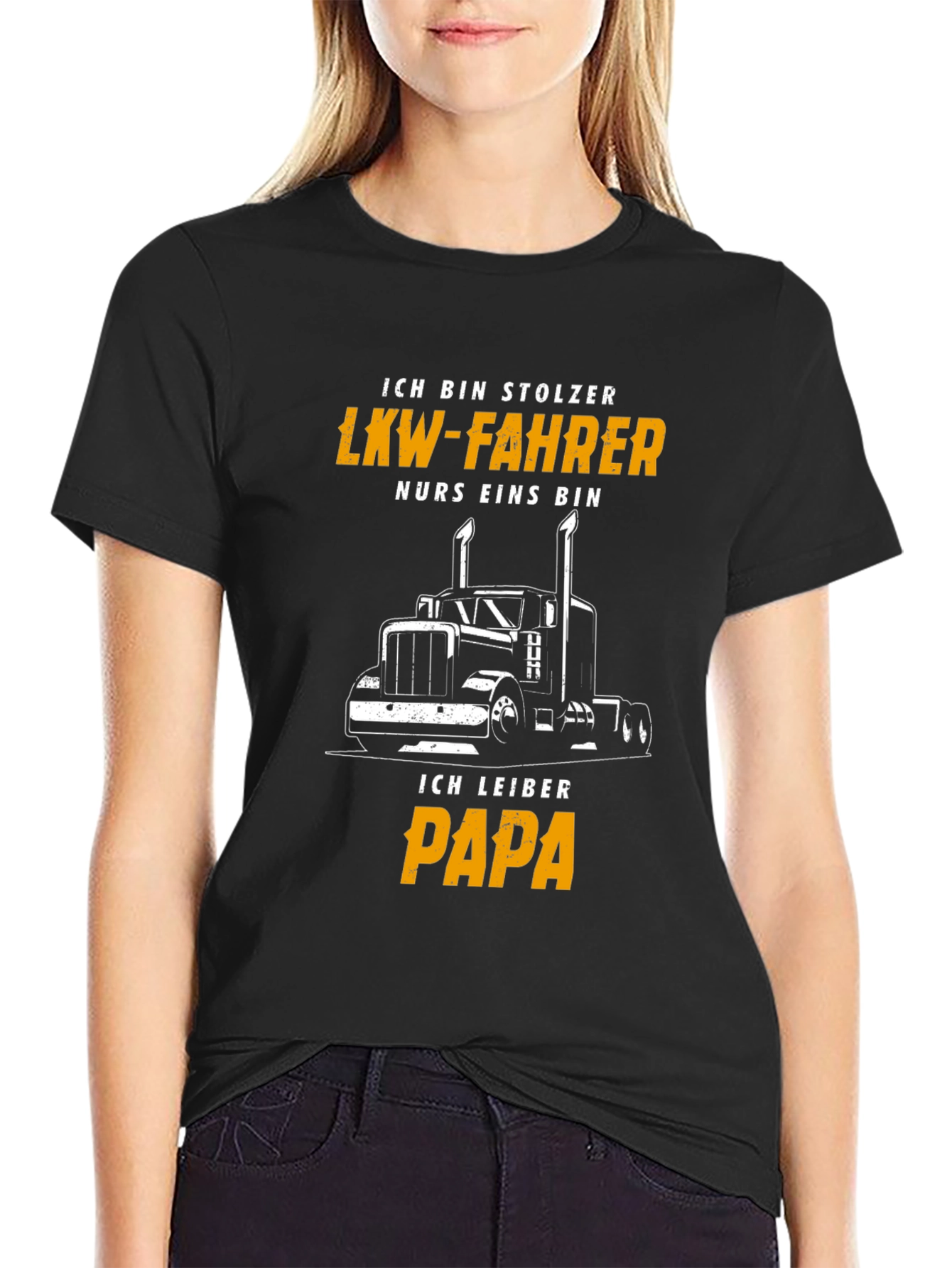 Proud Trucker Papa Black T-Shirt