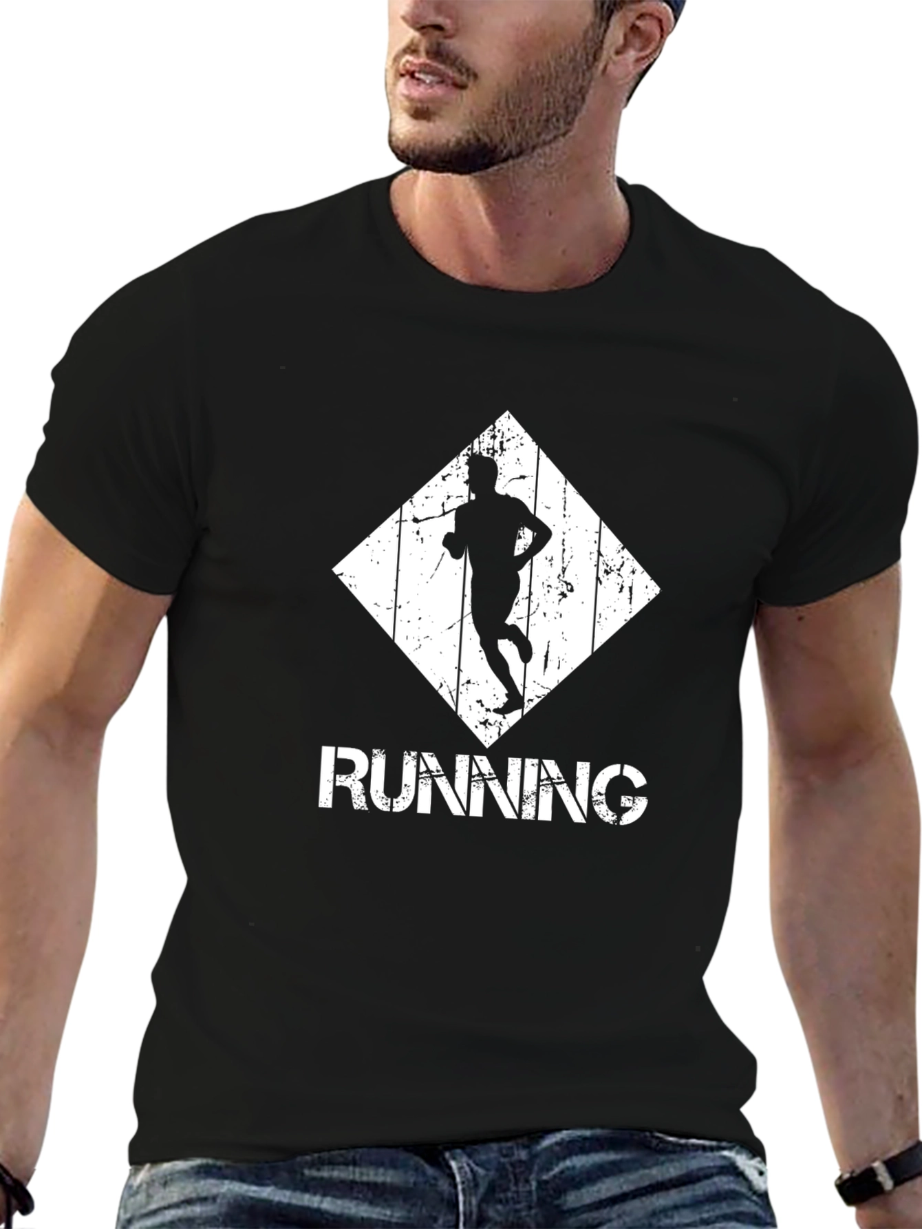 Running Graphic Tee - Black Cotton Comfort