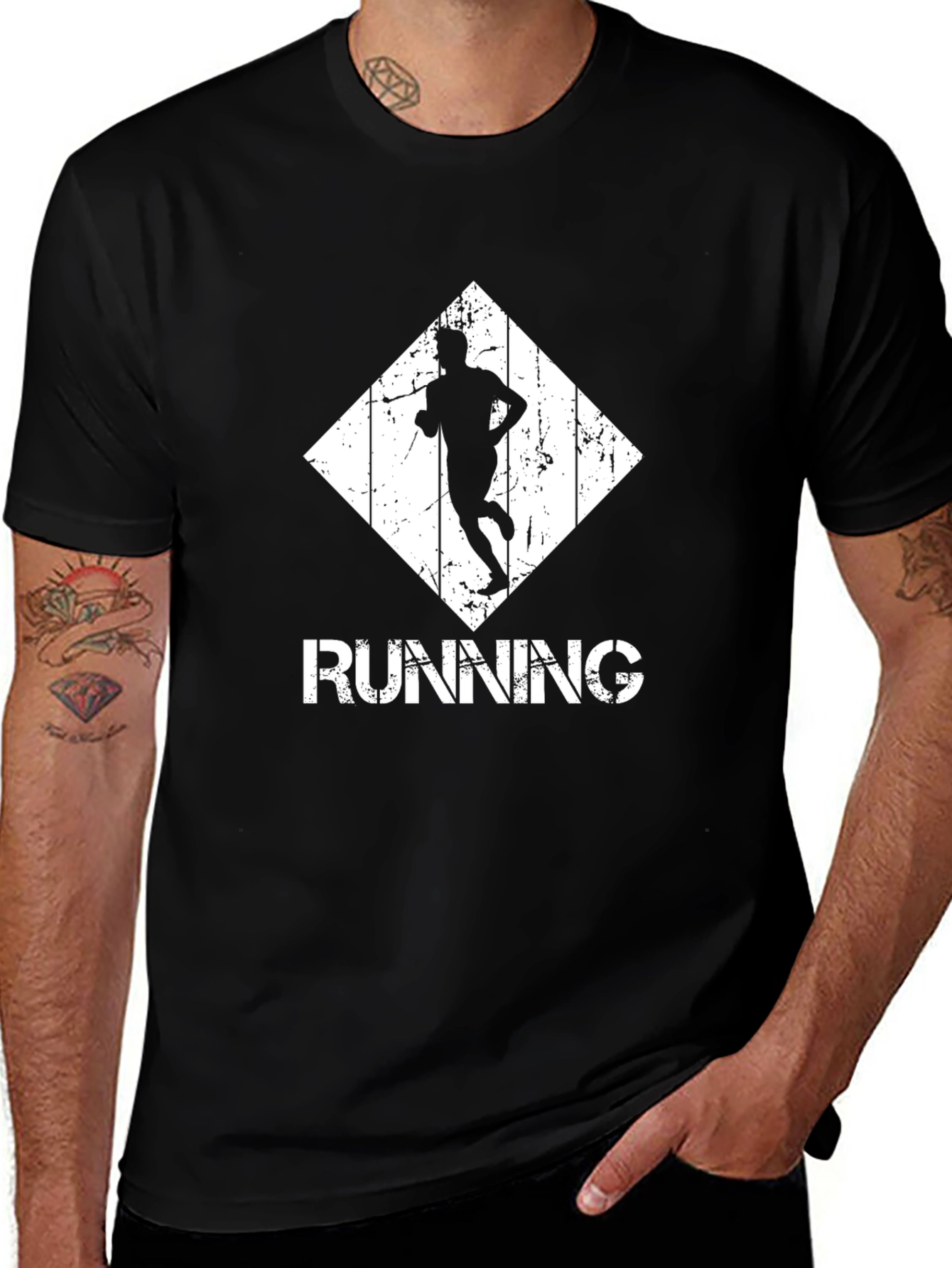 Running Graphic Tee - Black Cotton Comfort