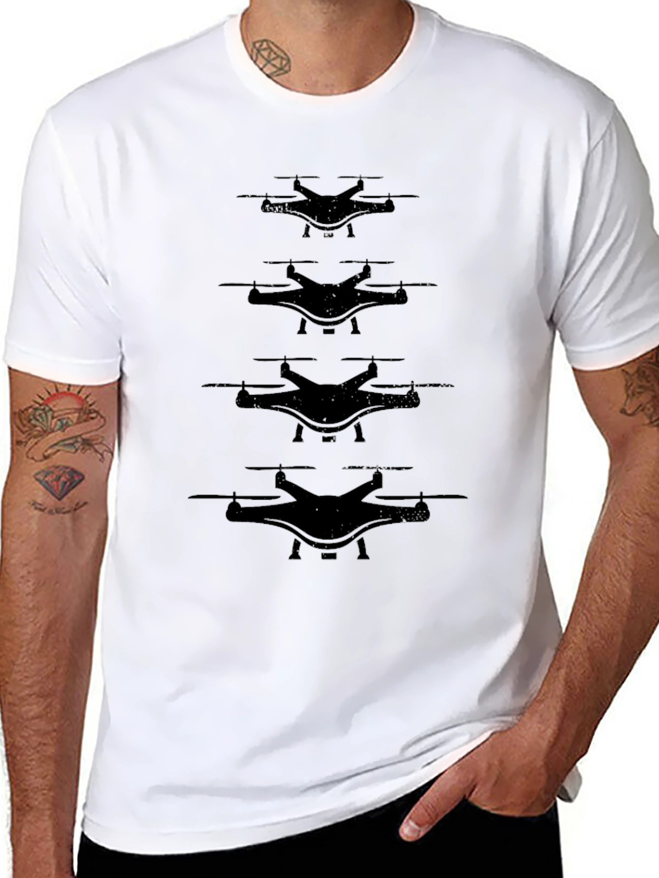 Drone T-Shirt: Quadcopter Silhouette Graphic Tee