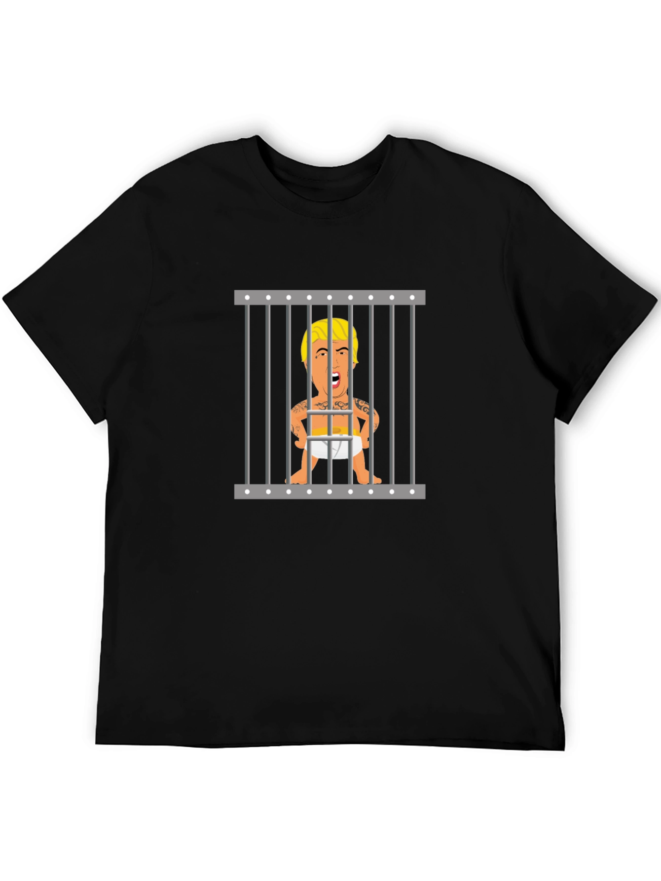 Baby Trump Behind Bars Black T-Shirt