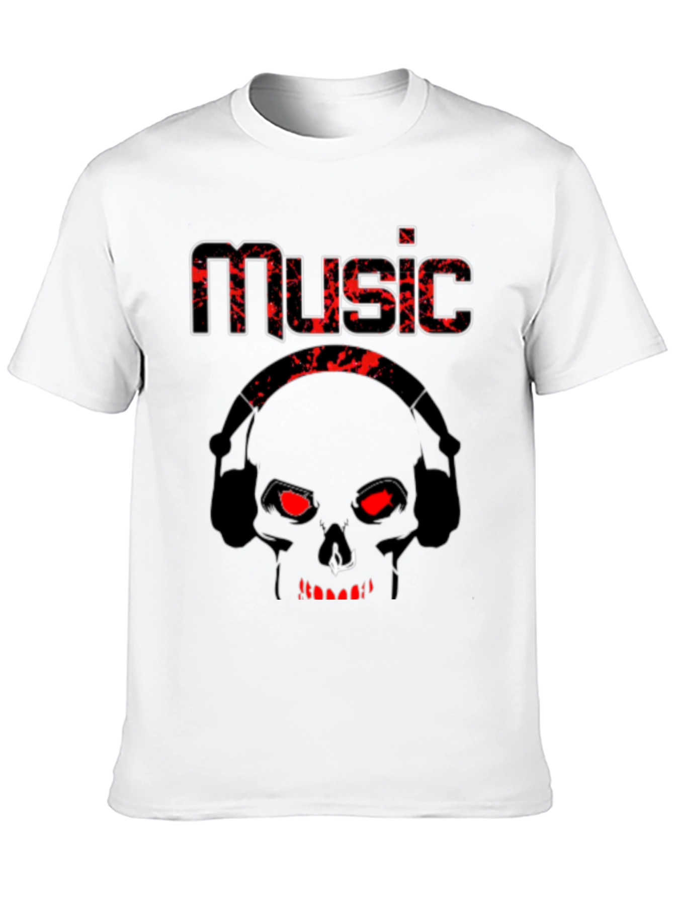 Music Skull Graphic T-Shirt - Black