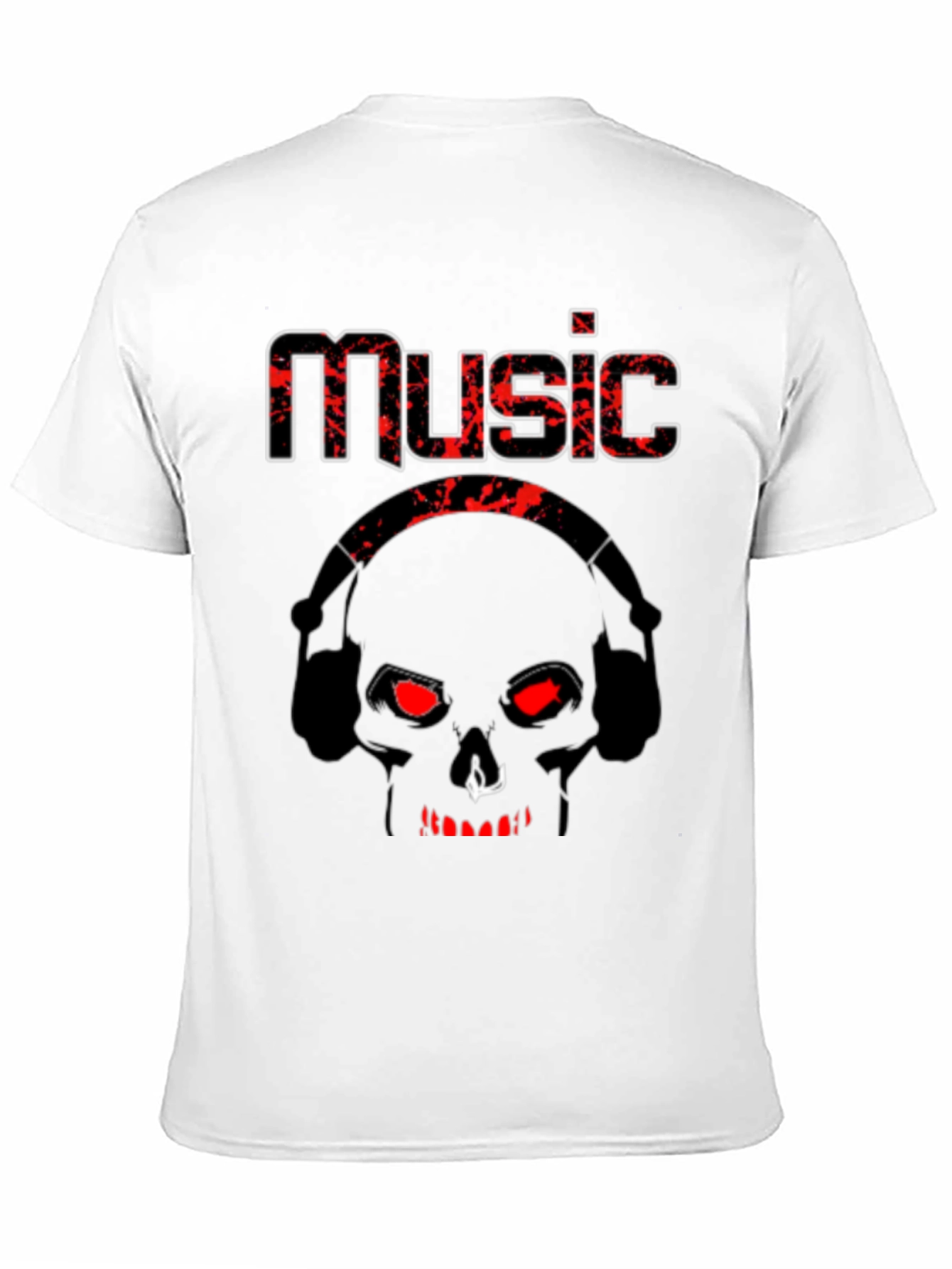 Music Skull Graphic T-Shirt - Black