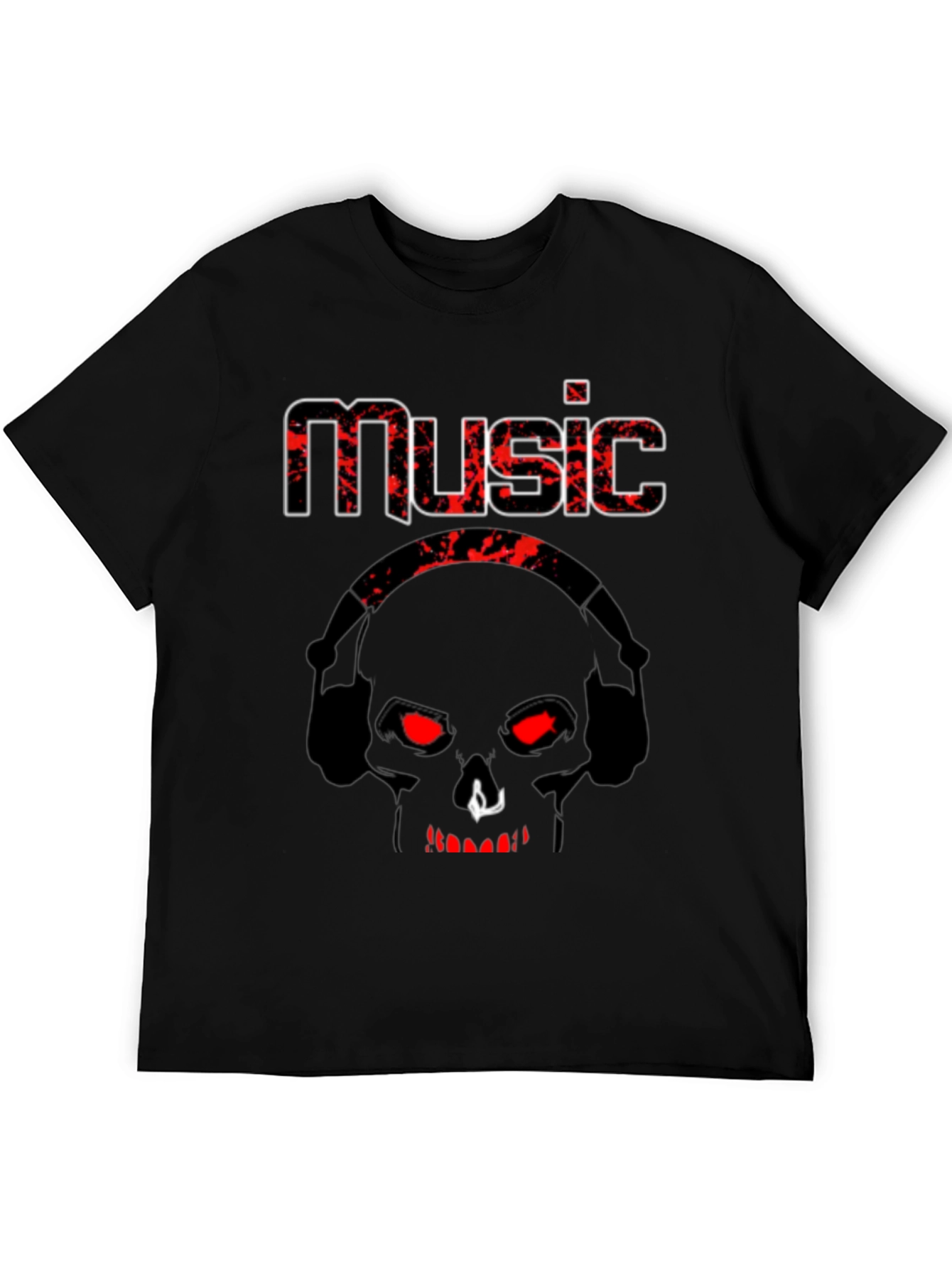 Music Skull Graphic T-Shirt - Black