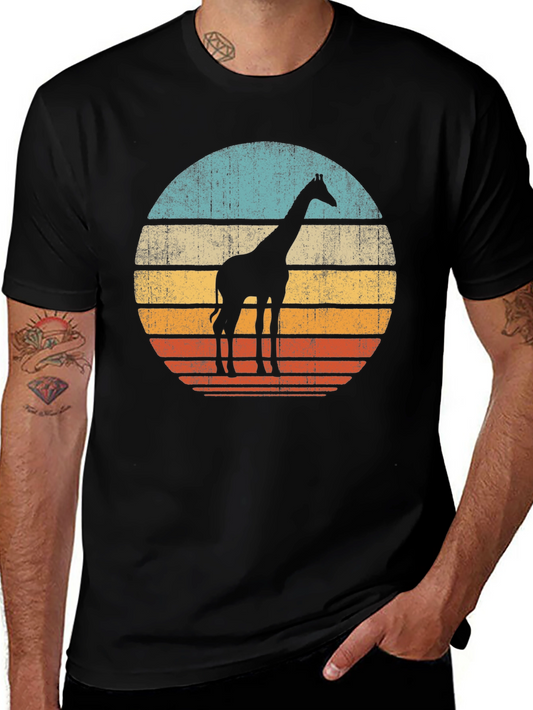 Retro Giraffe T-Shirt - Vintage Style Black Tee