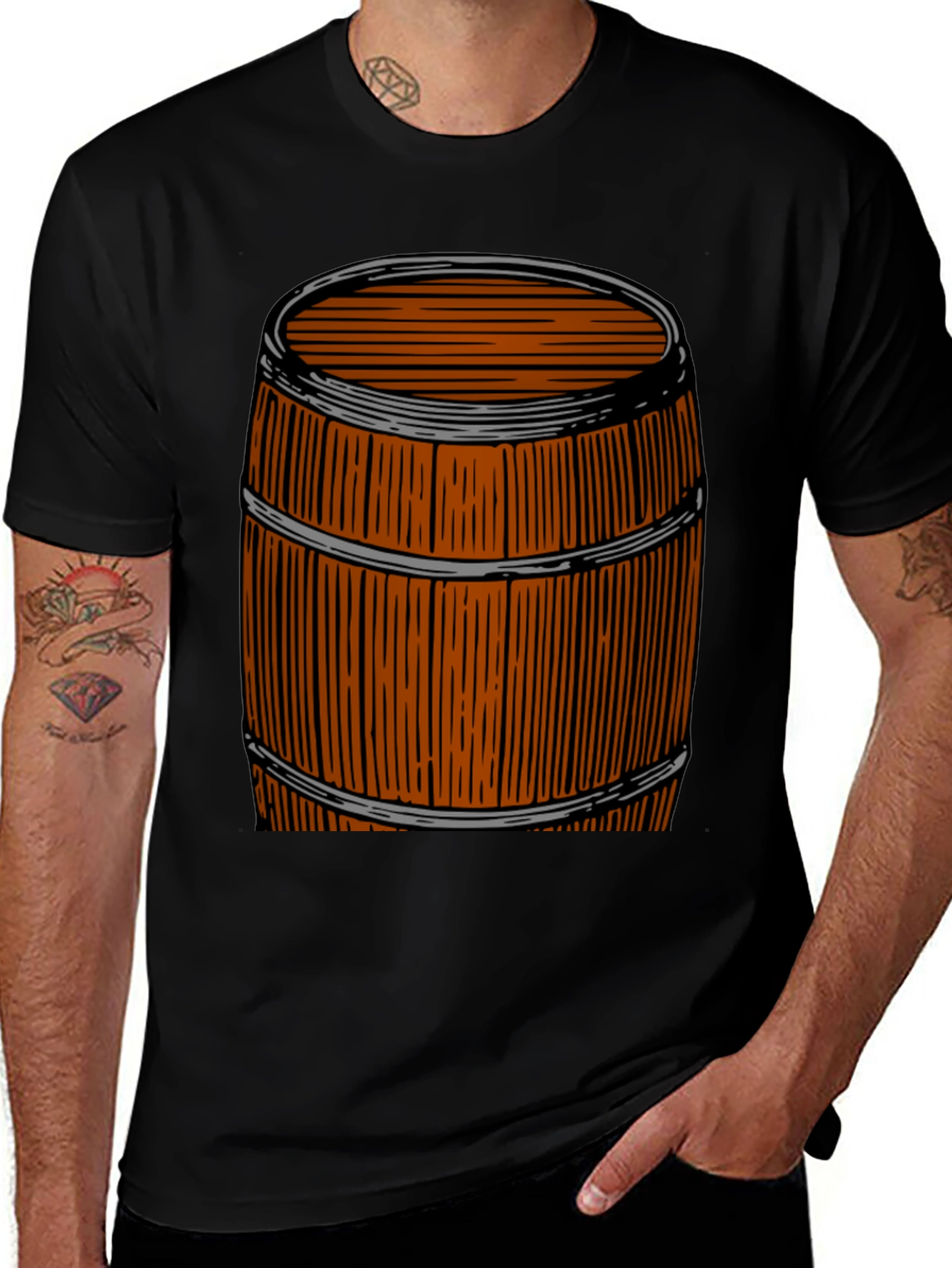 Rustic Barrel Graphic Tee - Unique Design