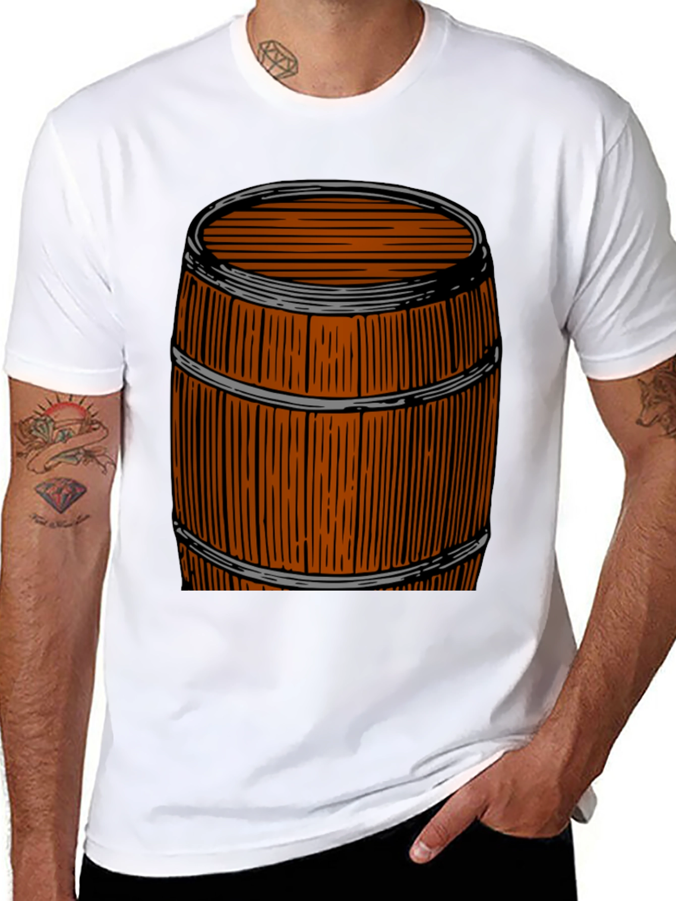 Rustic Barrel Graphic Tee - Unique Design