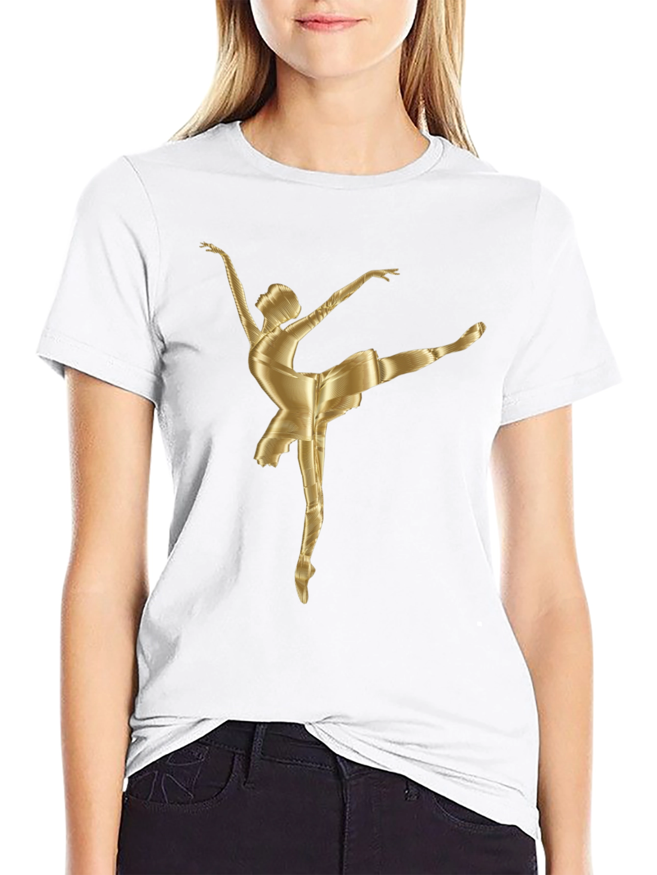 Ballerina Graphic Tee - Stylish Cotton Blend T-Shirt