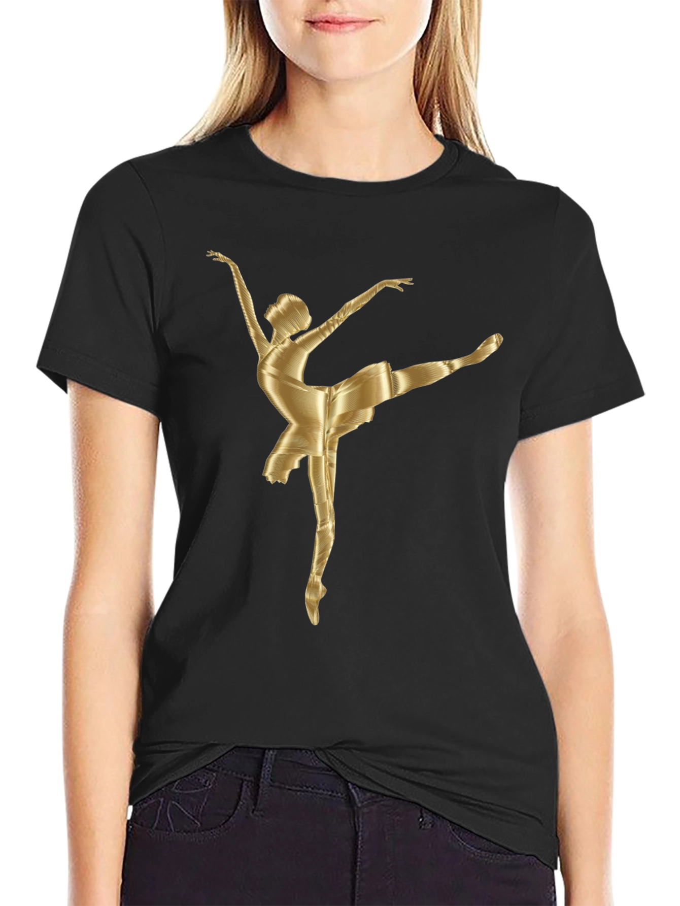 Ballerina Graphic Tee - Stylish Cotton Blend T-Shirt