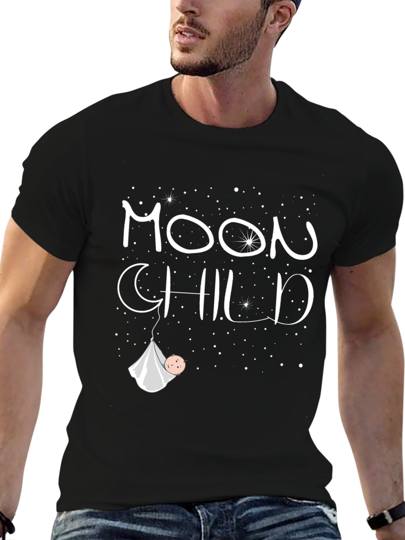 Moon Child Graphic T-Shirt - Unisex Black Tee