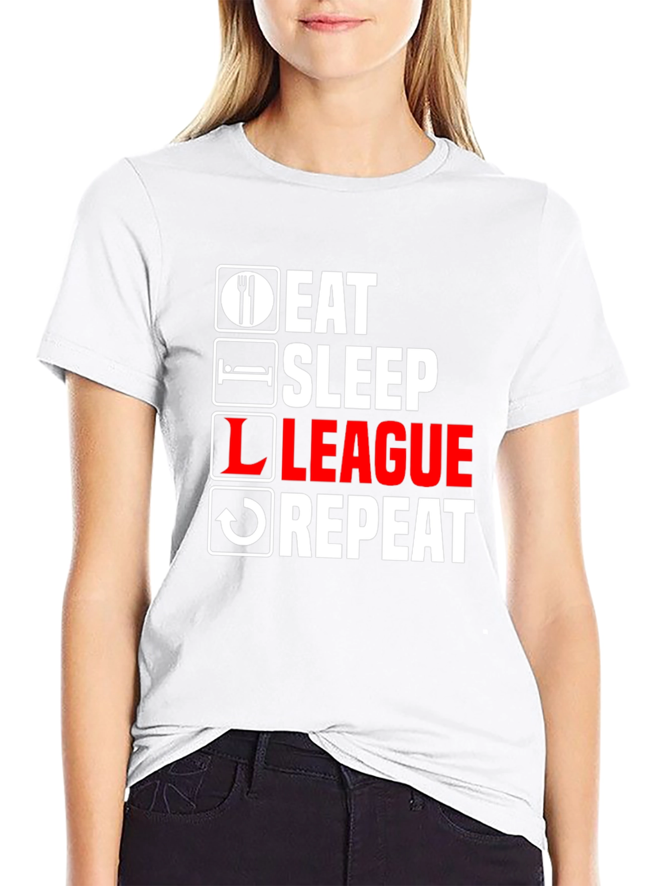 Eat Sleep League Repeat Black Graphic T-Shirt