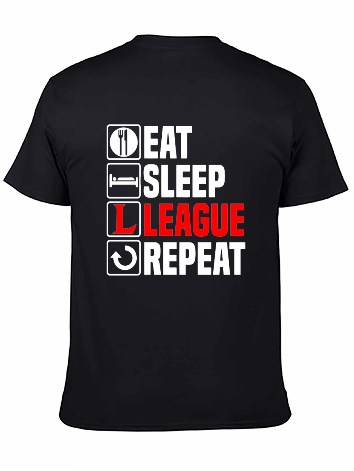 Eat Sleep League Repeat Black Graphic T-Shirt