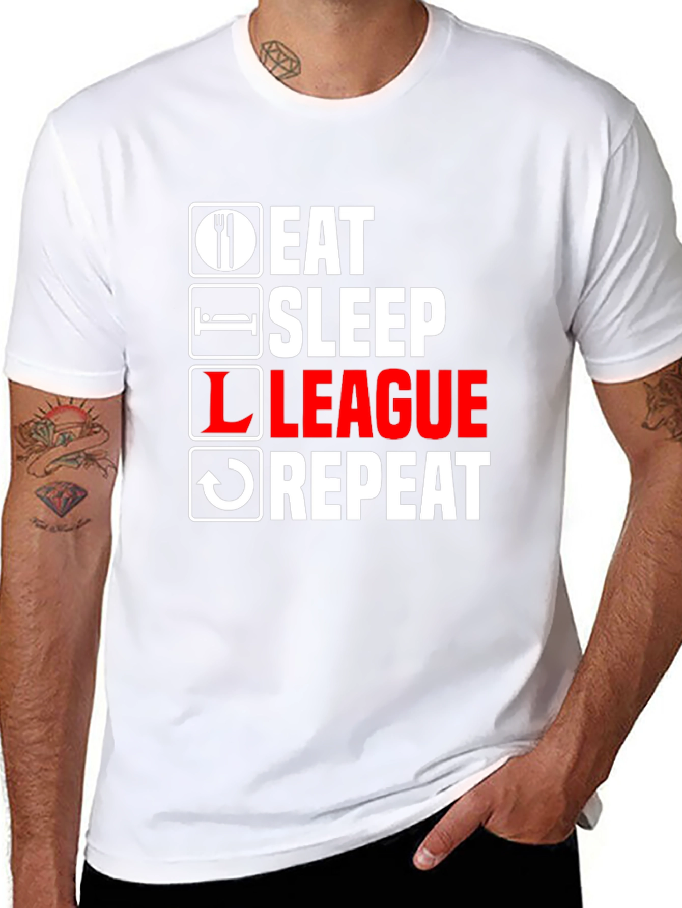 Eat Sleep League Repeat Black Graphic T-Shirt