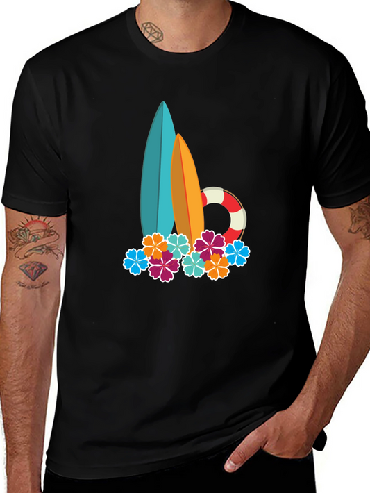Surfboard & Floral Graphic Tee