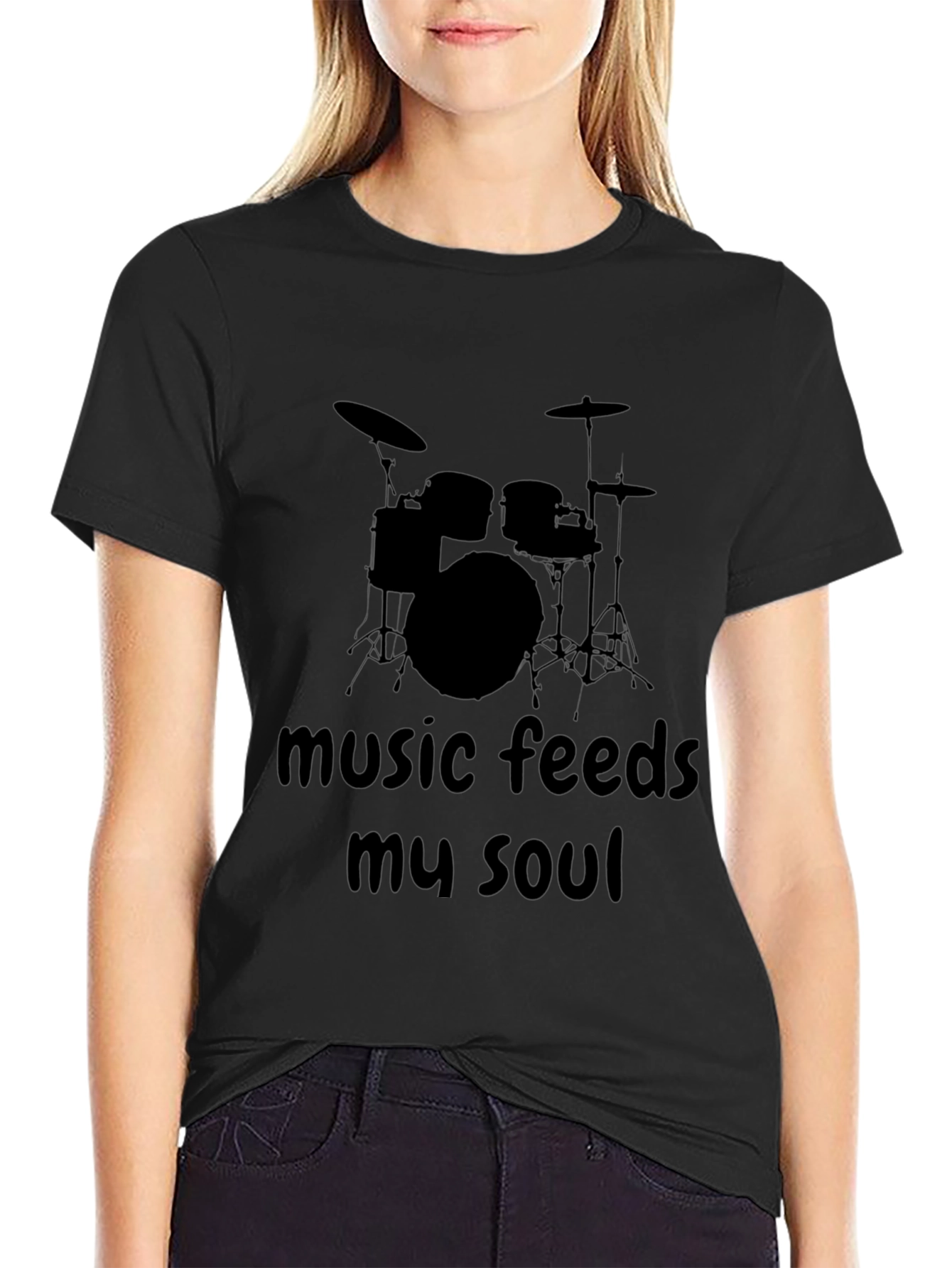 Music Feeds My Soul Drum Set T-Shirt