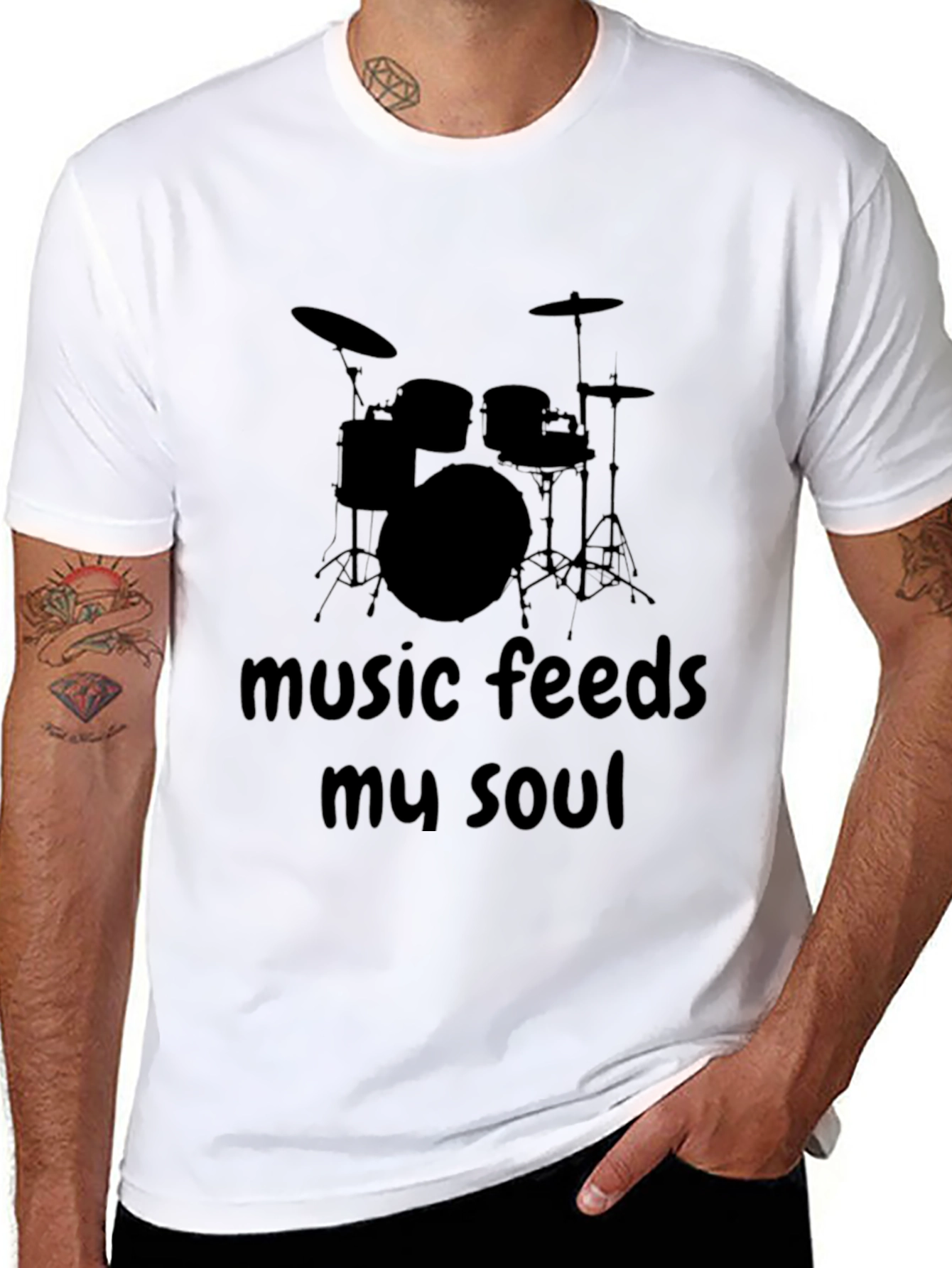 Music Feeds My Soul Drum Set T-Shirt