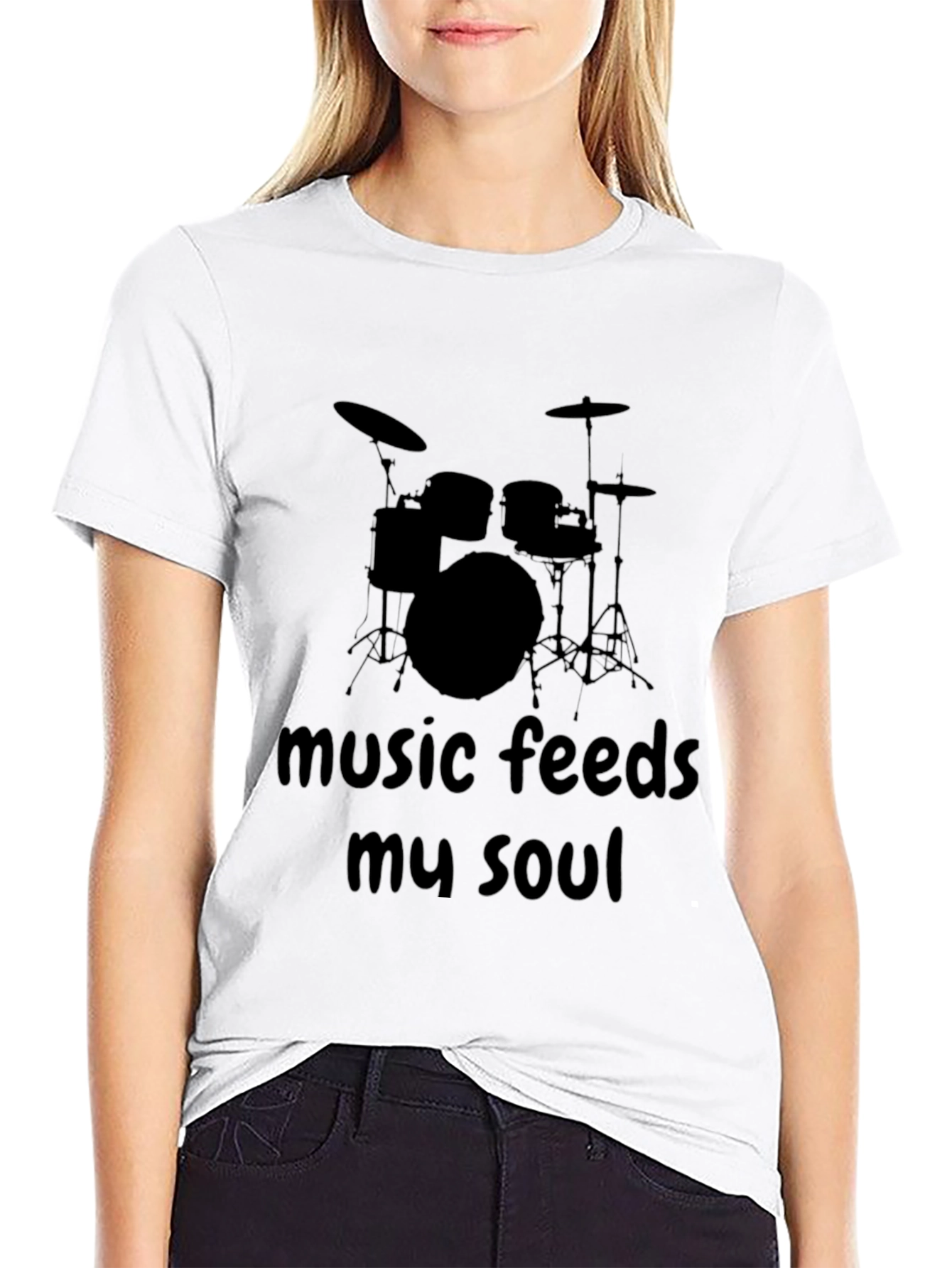 Music Feeds My Soul Drum Set T-Shirt