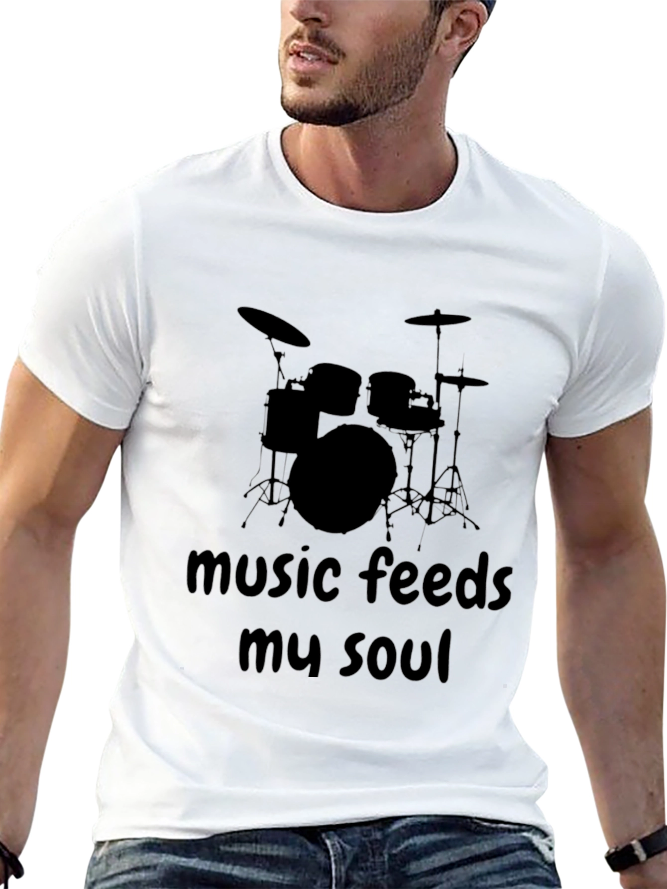 Music Feeds My Soul Drum Set T-Shirt