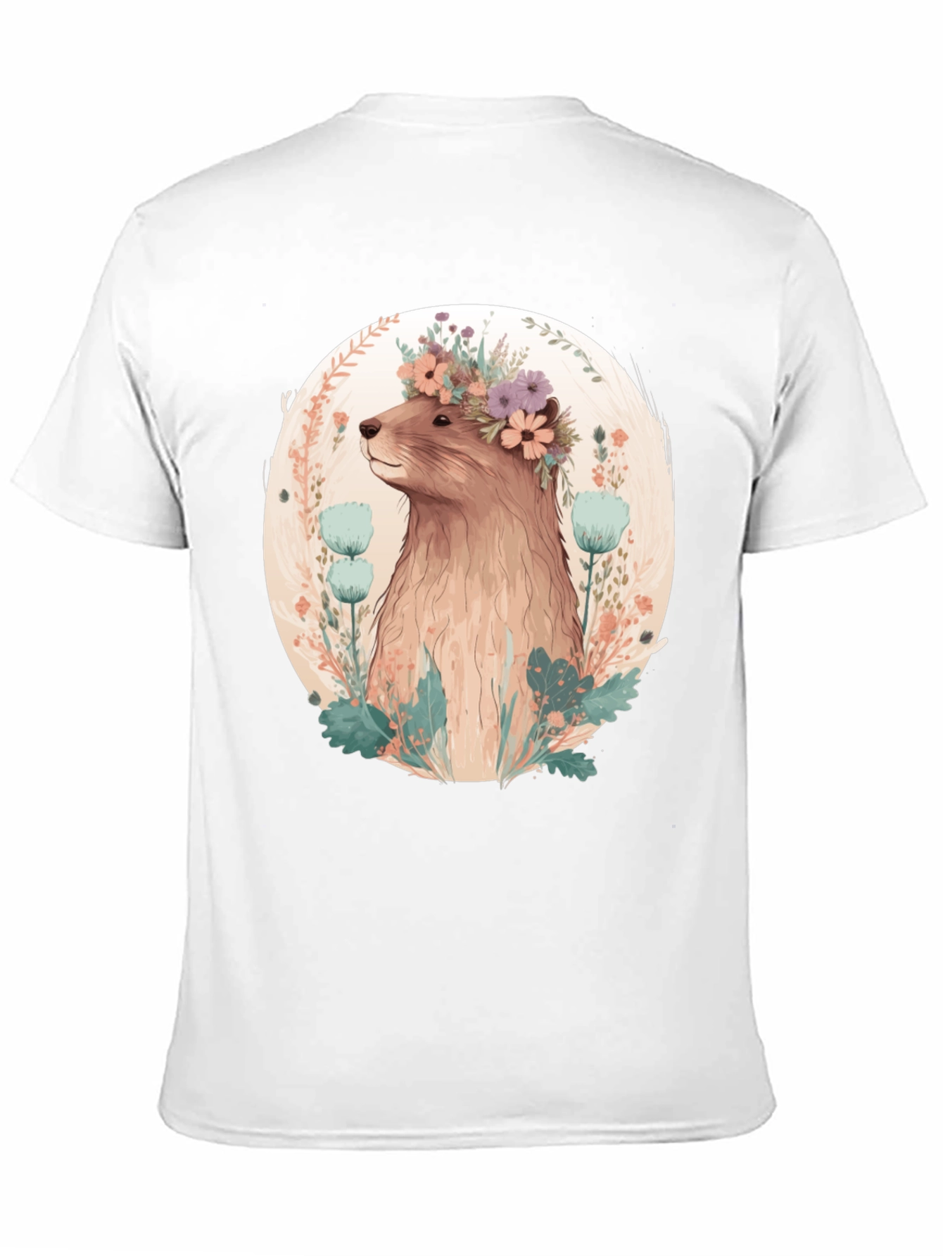 Floral Beaver T-Shirt - Mens Black Tee