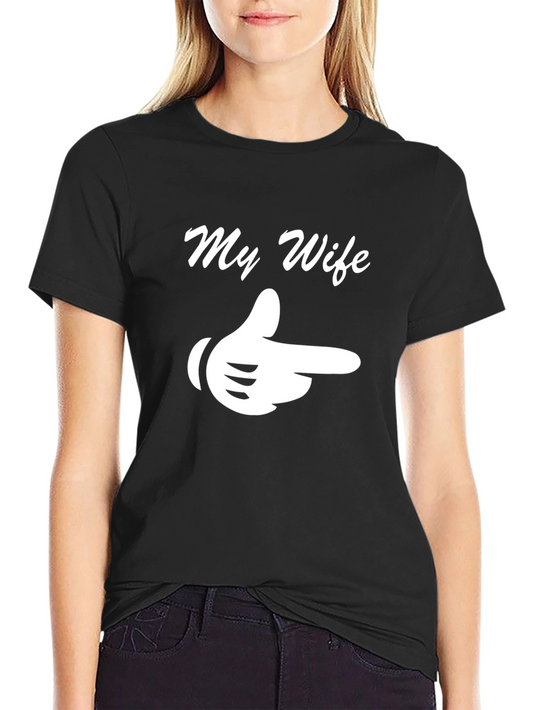 Funny My Wife Pointing Hand Black T-Shirt