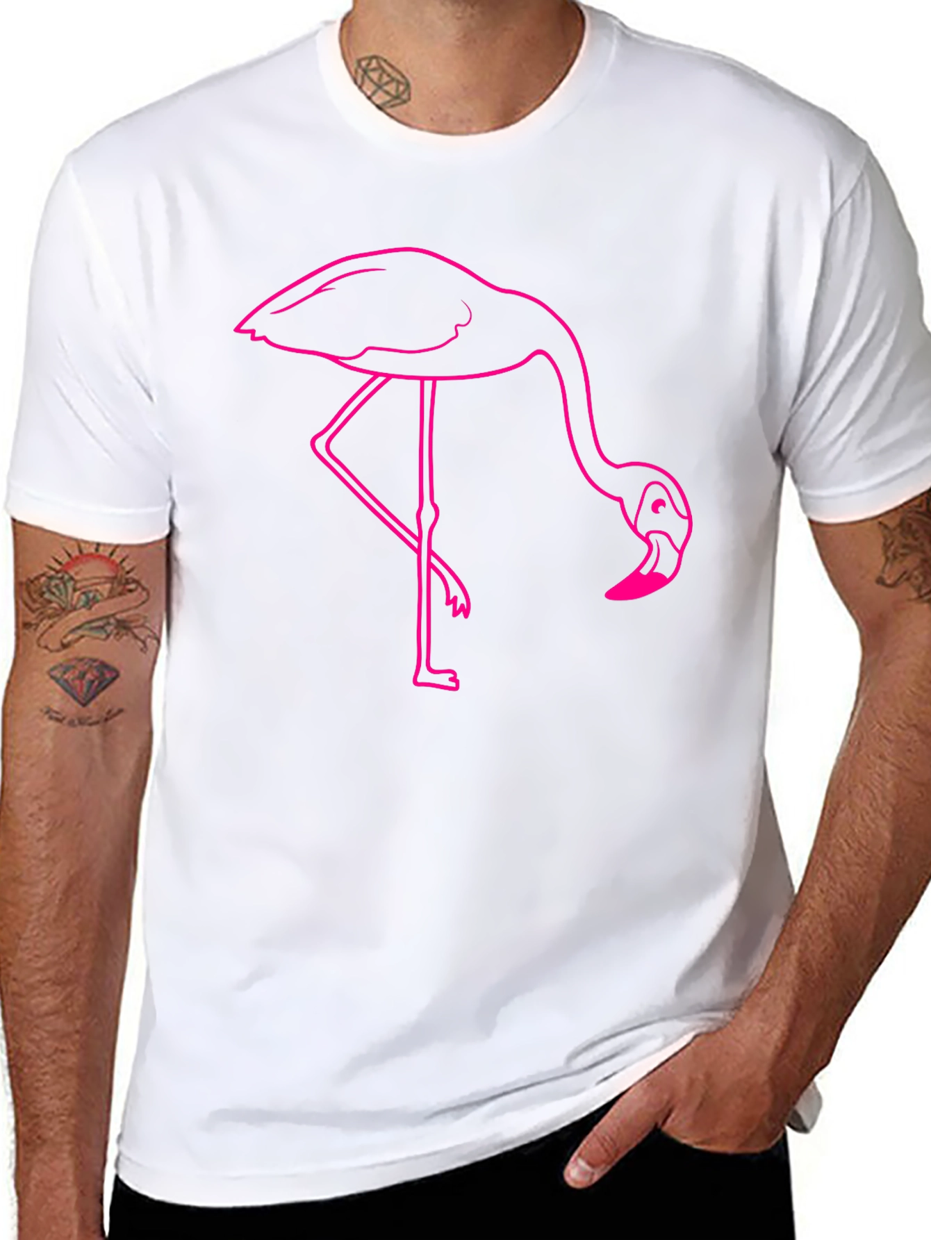 Flamingo Graphic Tee - Casual Black T-Shirt
