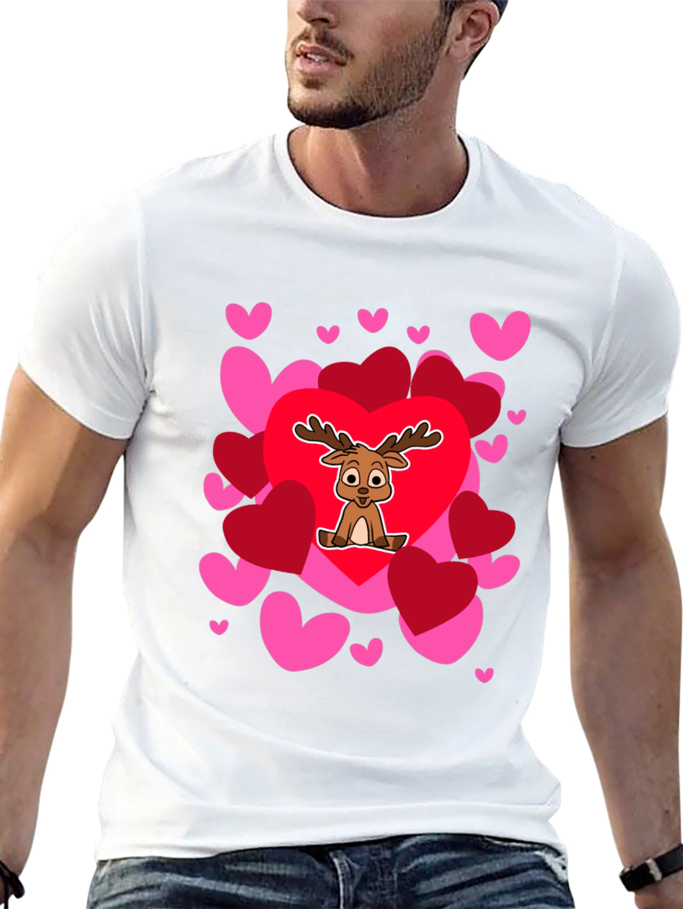 Reindeer Love Heart Valentines Day T-Shirt