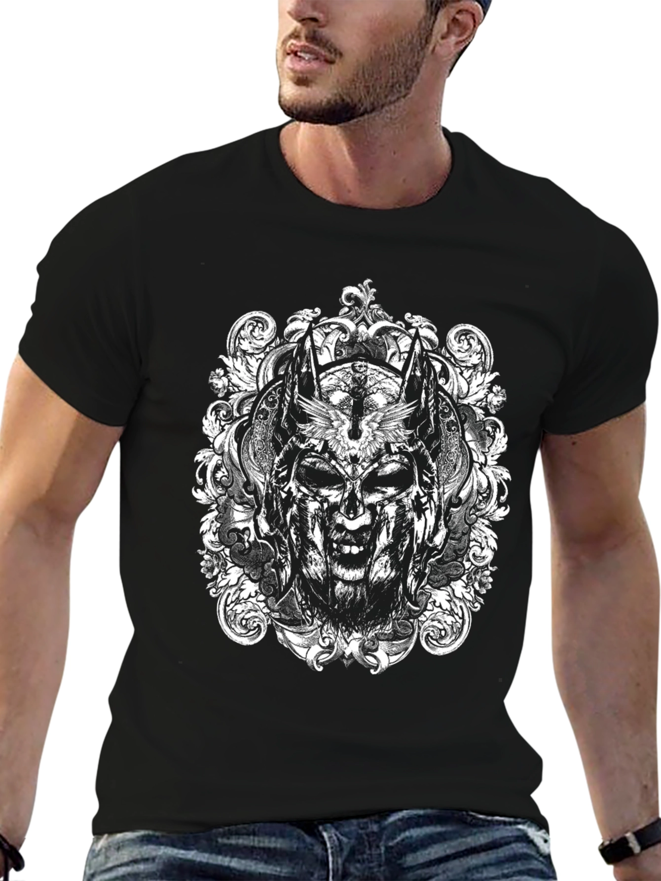 Skull Mask Graphic Tee - Black