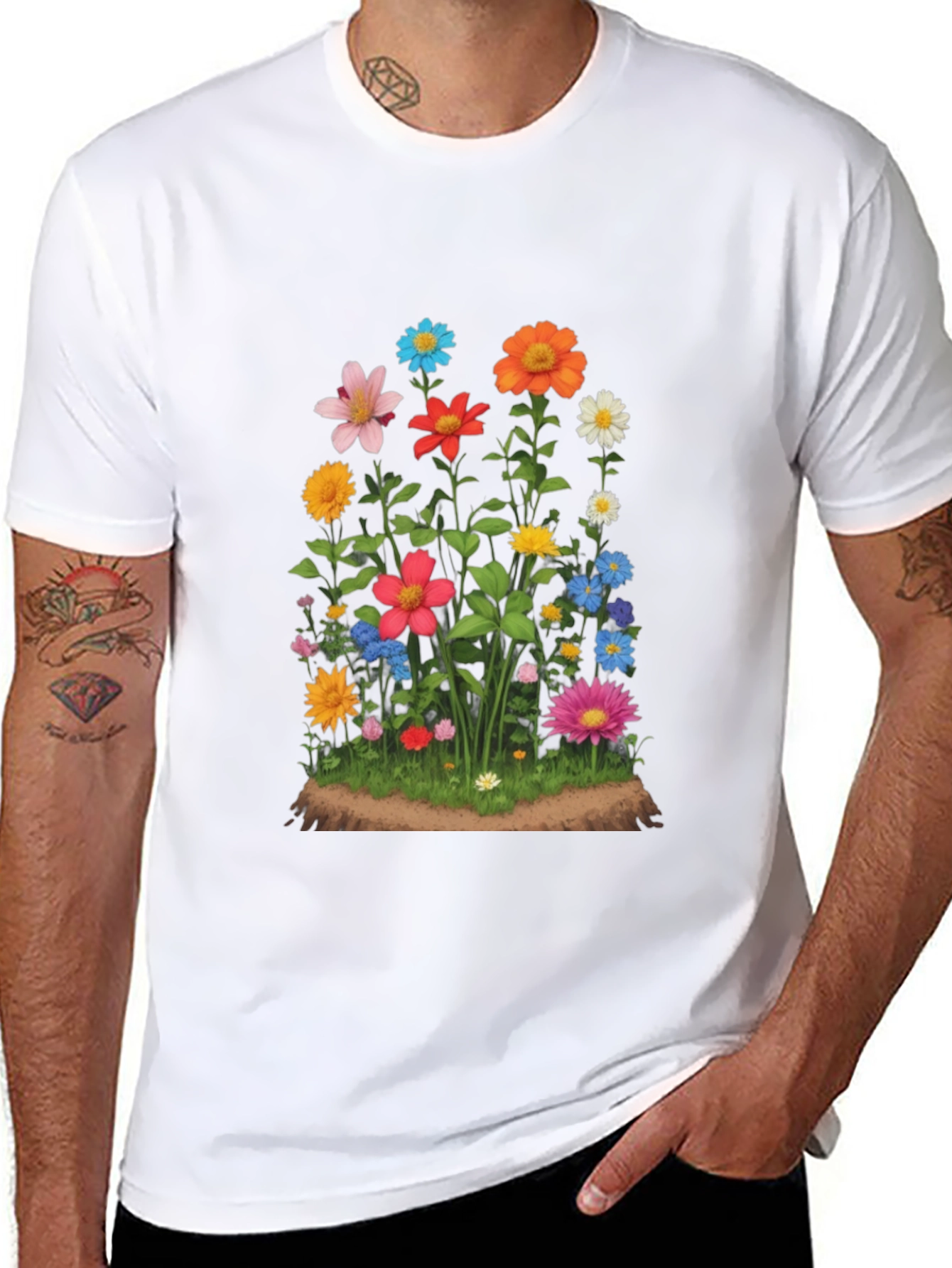 Floral Print Black T-Shirt