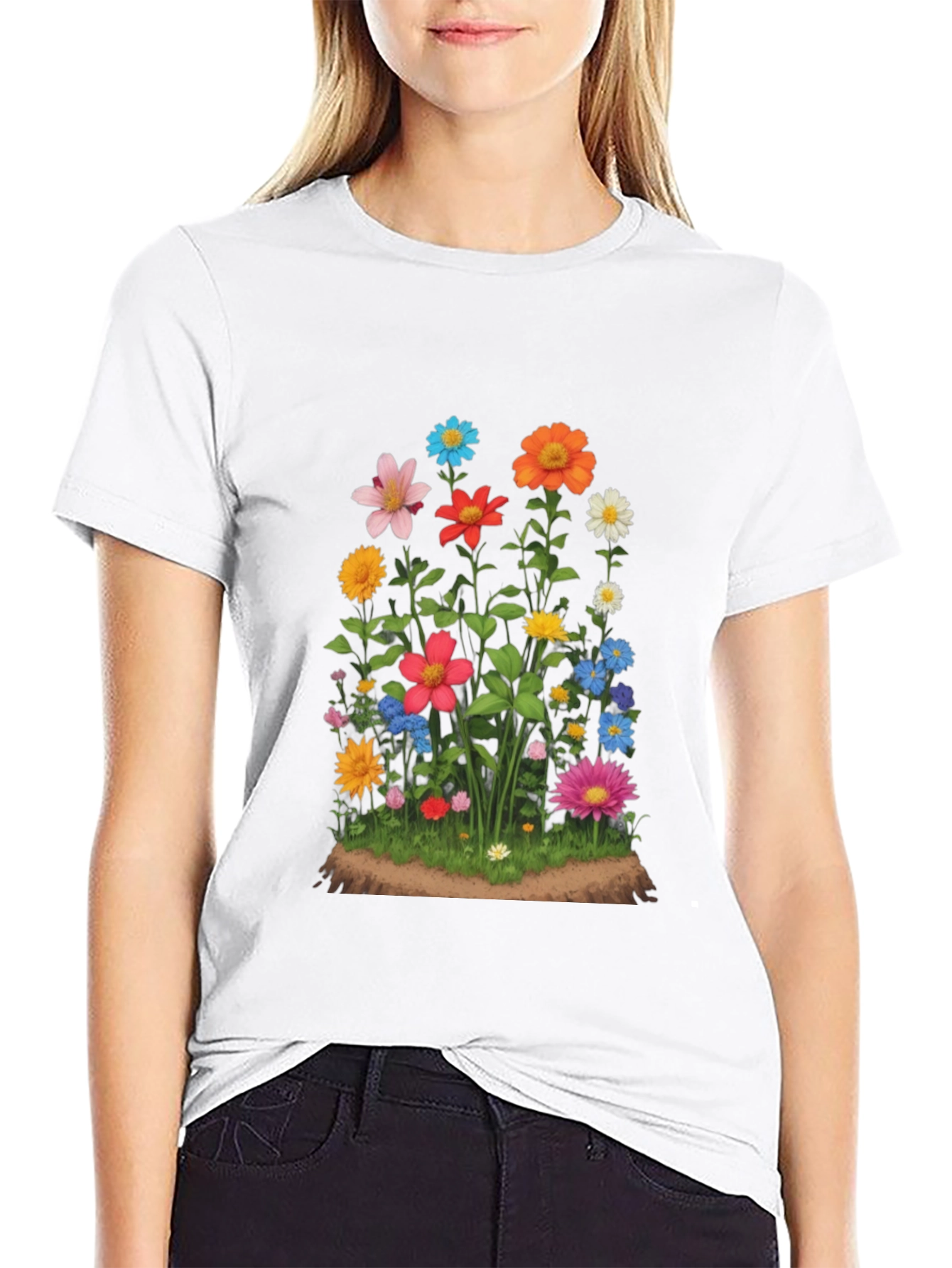 Floral Print Black T-Shirt