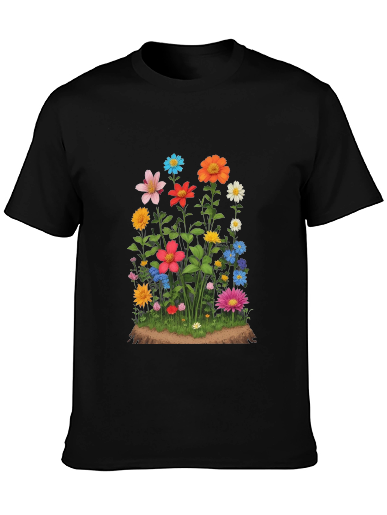 Floral Print Black T-Shirt