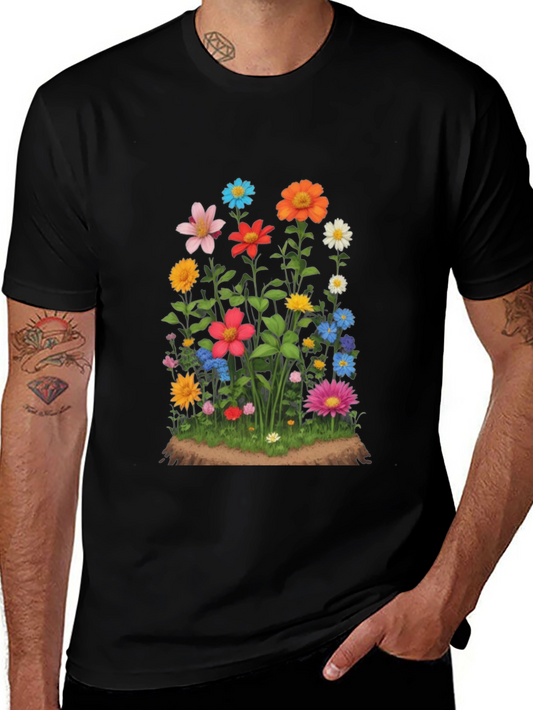 Floral Print Black T-Shirt