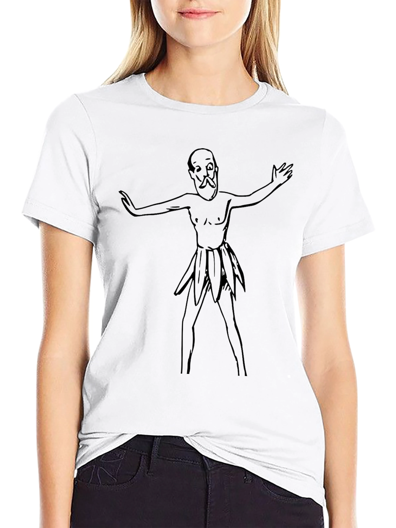 Humorous Cartoon Man Black T-Shirt