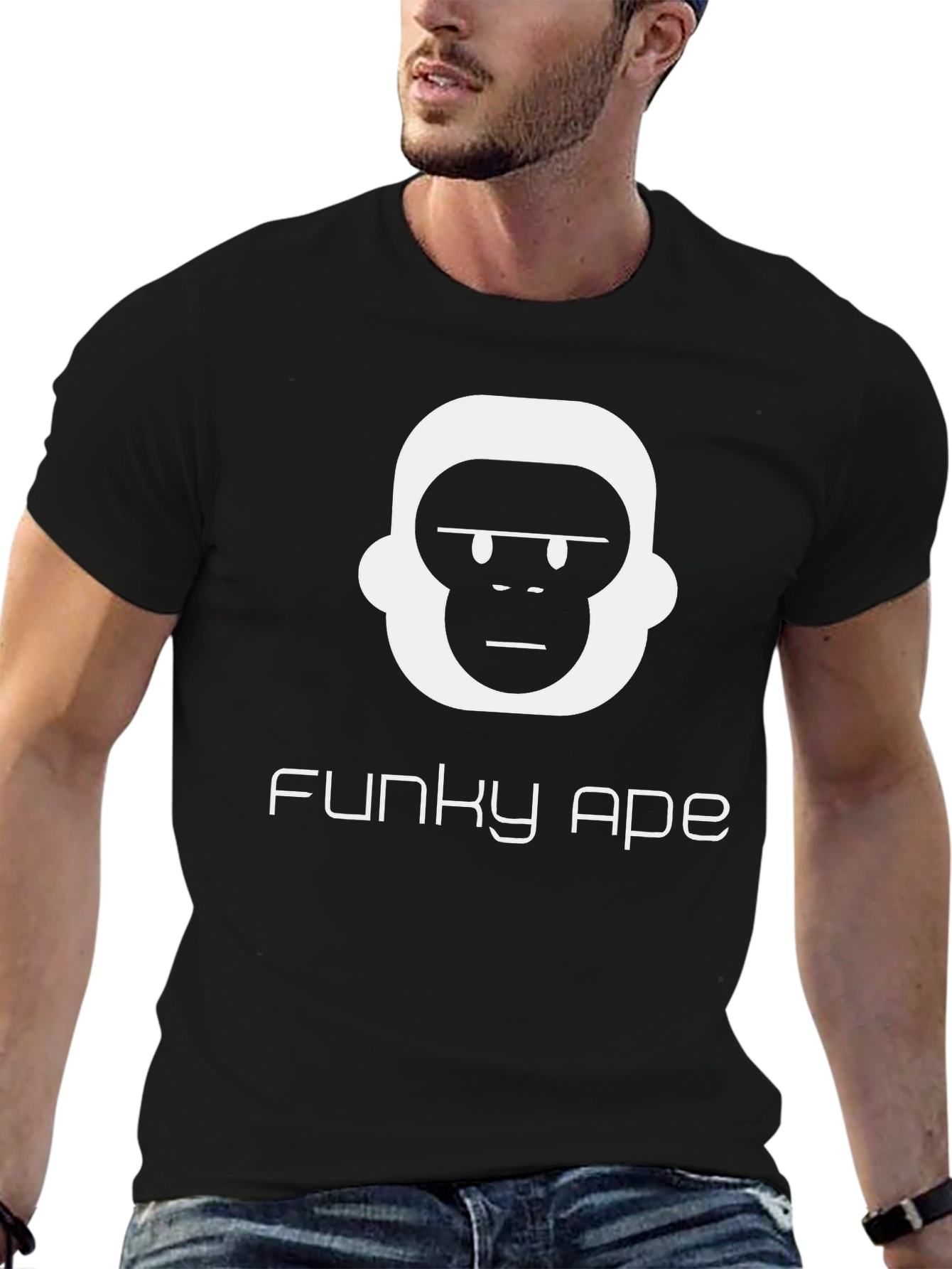 Funky Ape Black Graphic Tee - Modern Casual Style
