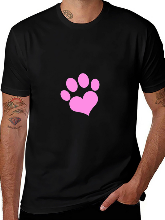 Paw Print Heart T-Shirt - Black Casual Wear