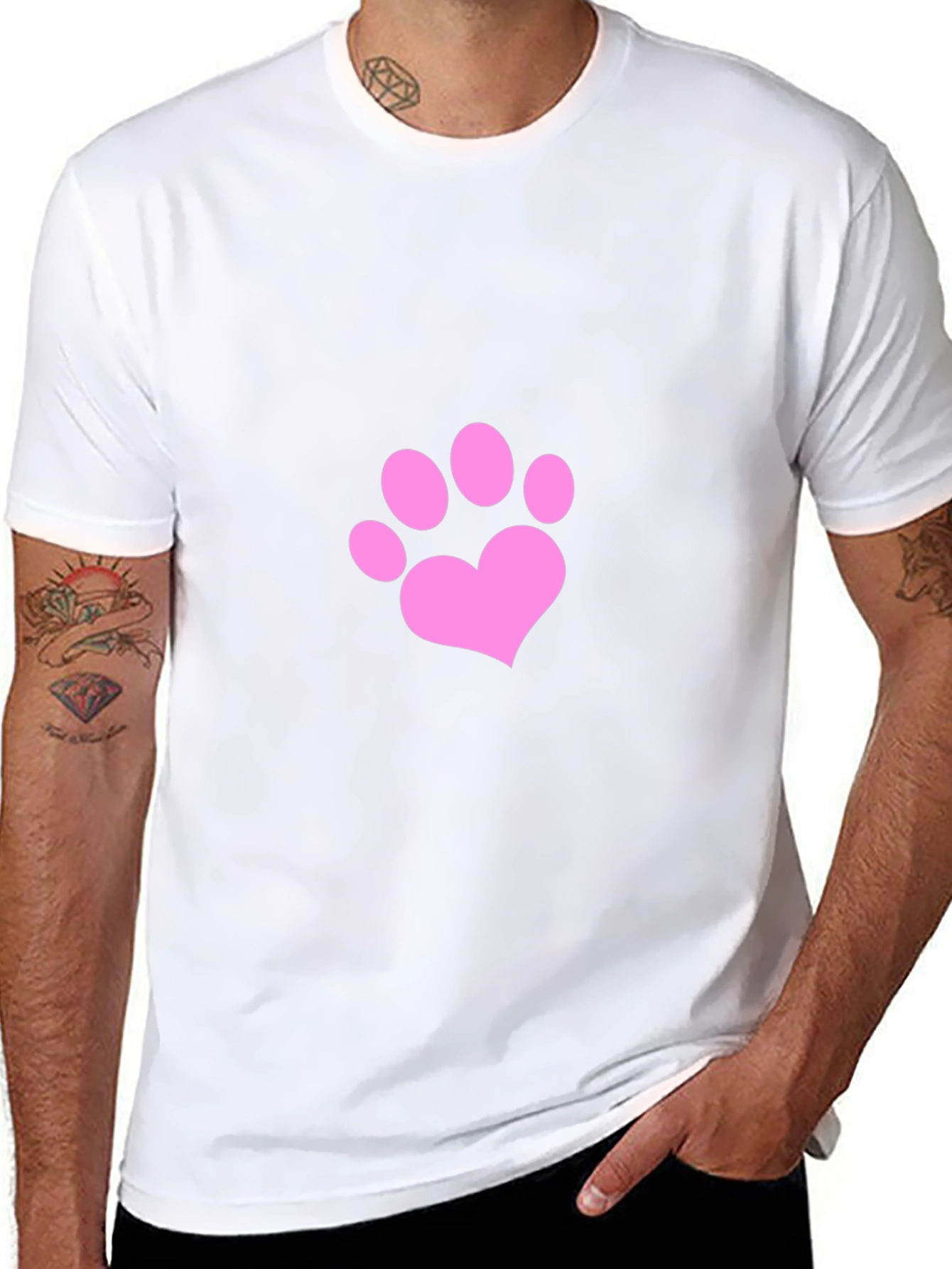 Paw Print Heart T-Shirt - Black Casual Wear