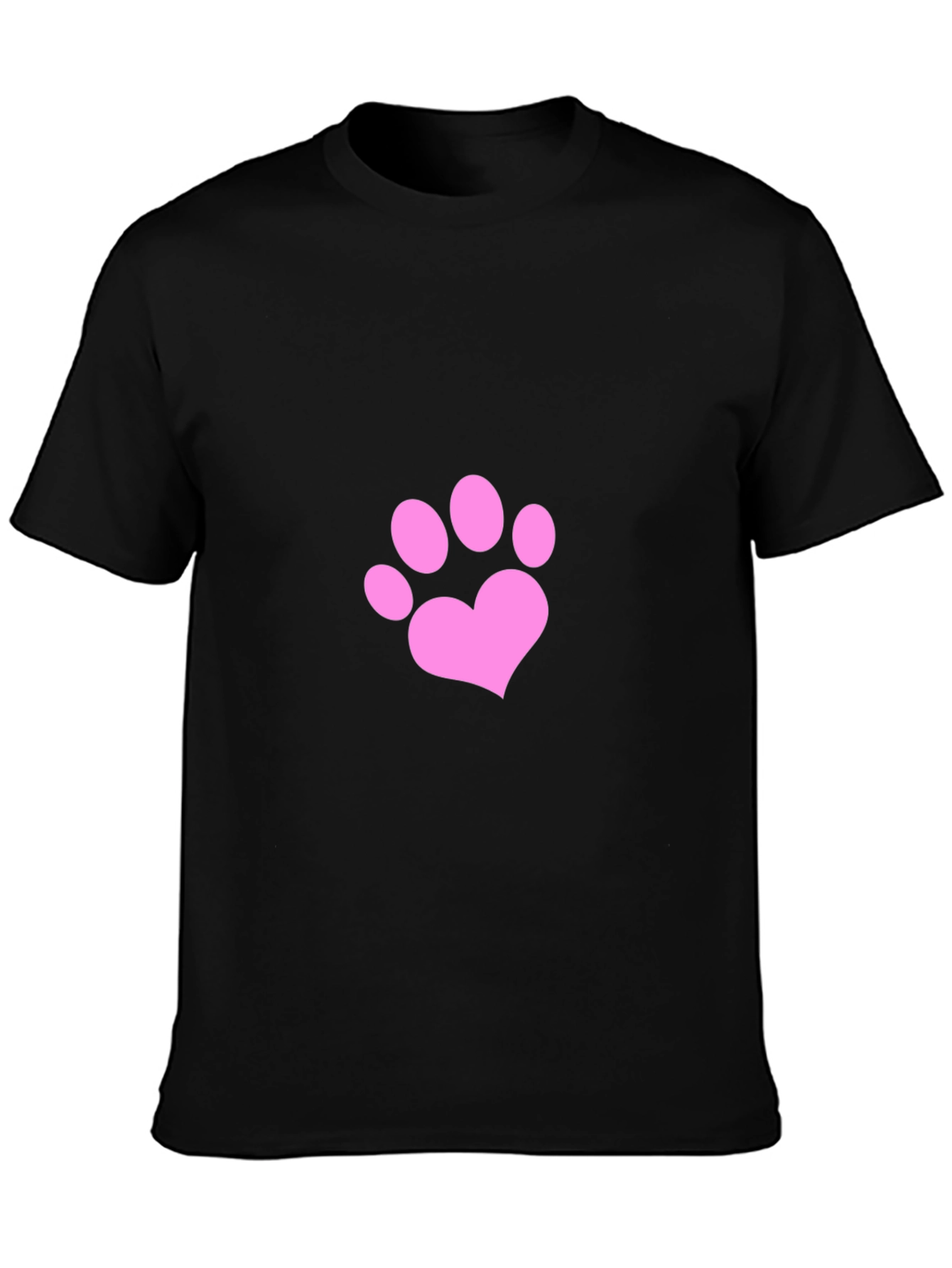Paw Print Heart T-Shirt - Black Casual Wear