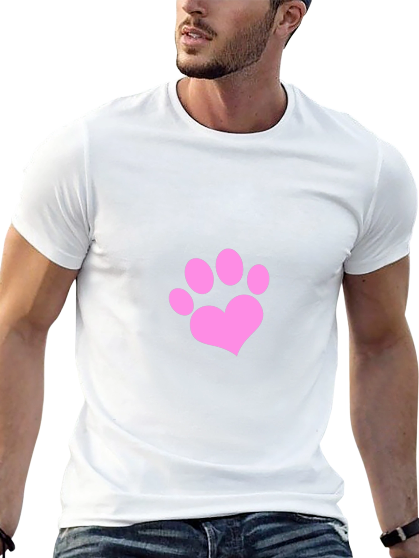 Paw Print Heart T-Shirt - Black Casual Wear