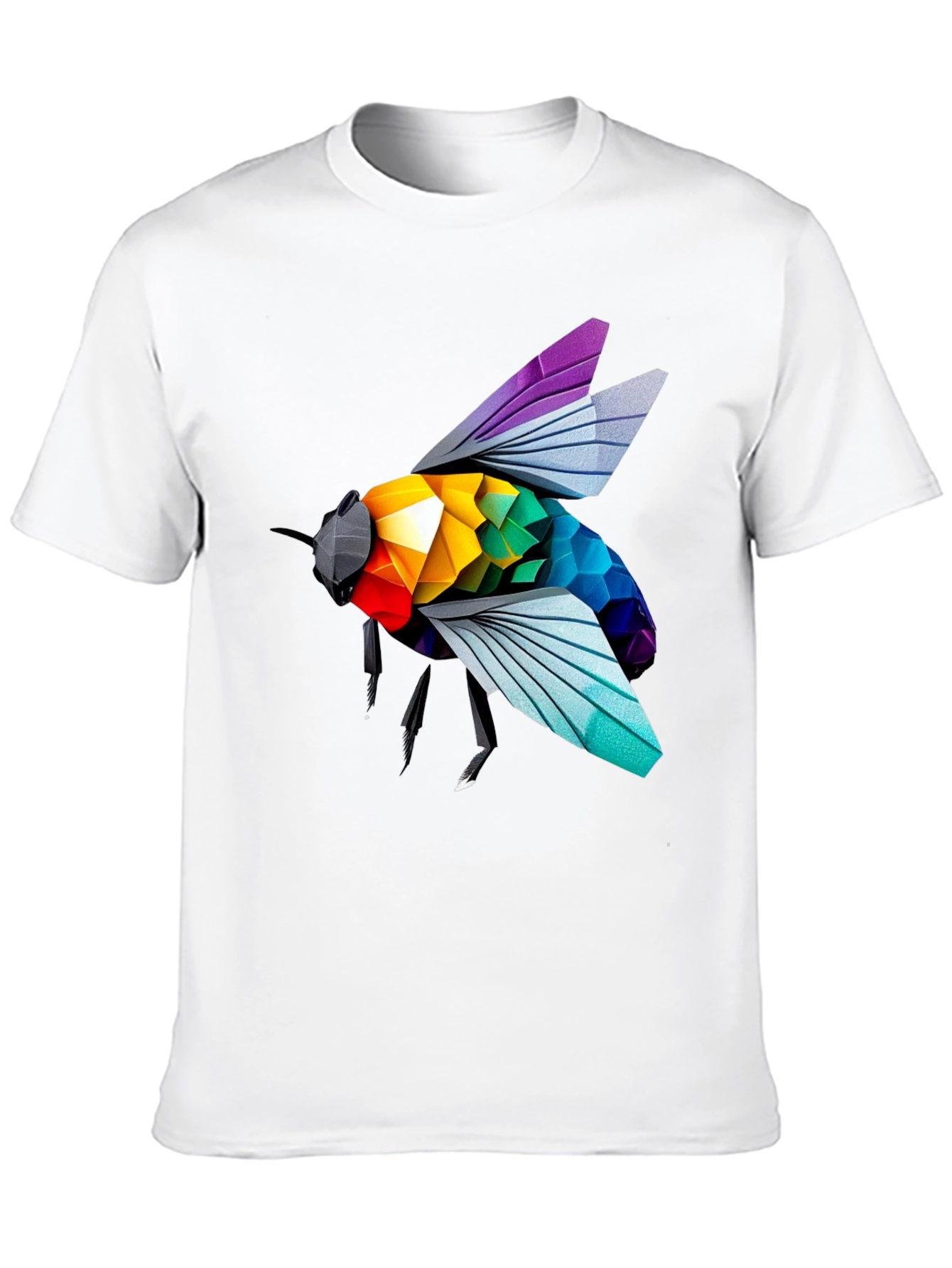 Rainbow Bee Graphic T-Shirt - Stylish Black Tee
