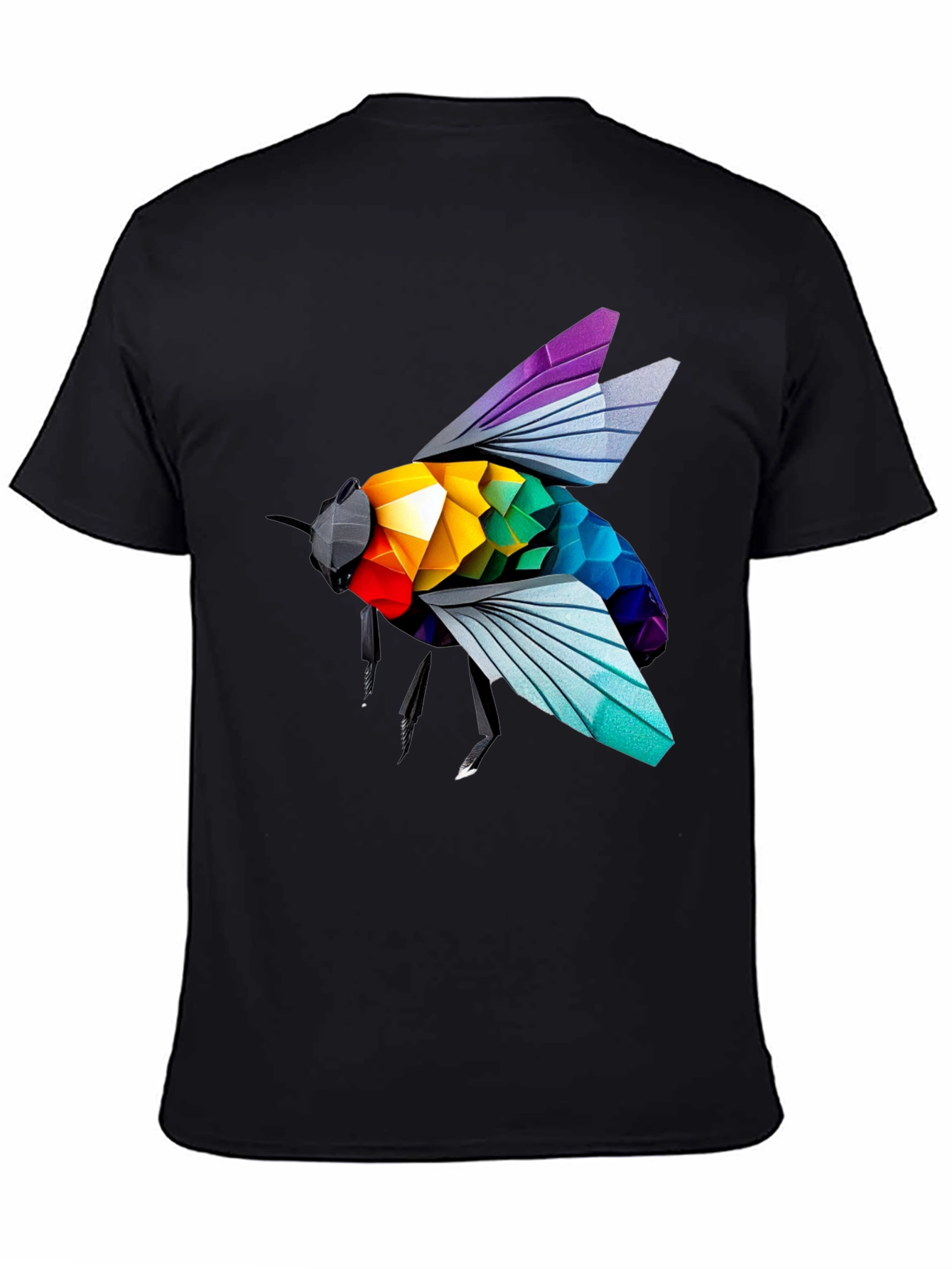 Rainbow Bee Graphic T-Shirt - Stylish Black Tee