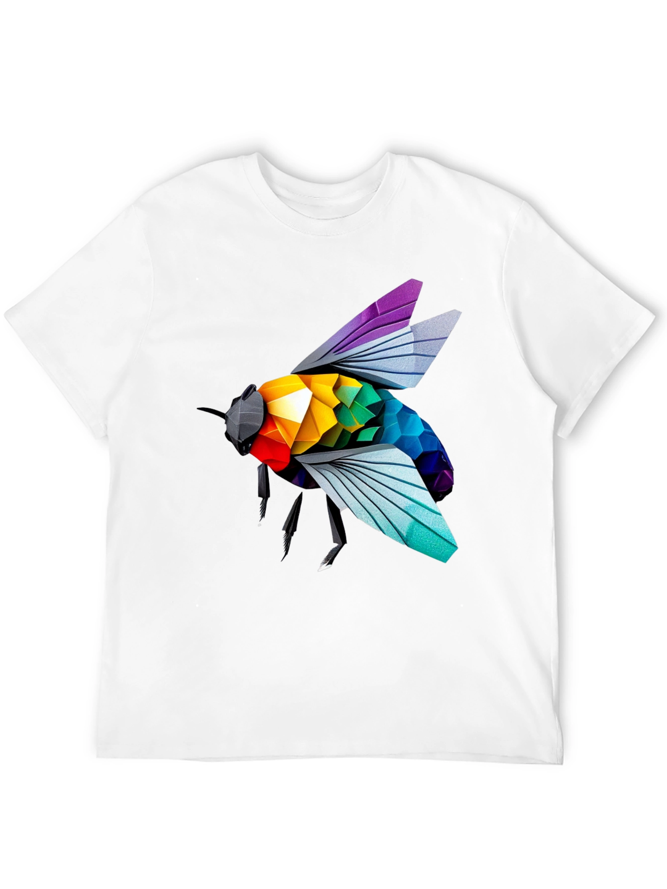 Rainbow Bee Graphic T-Shirt - Stylish Black Tee