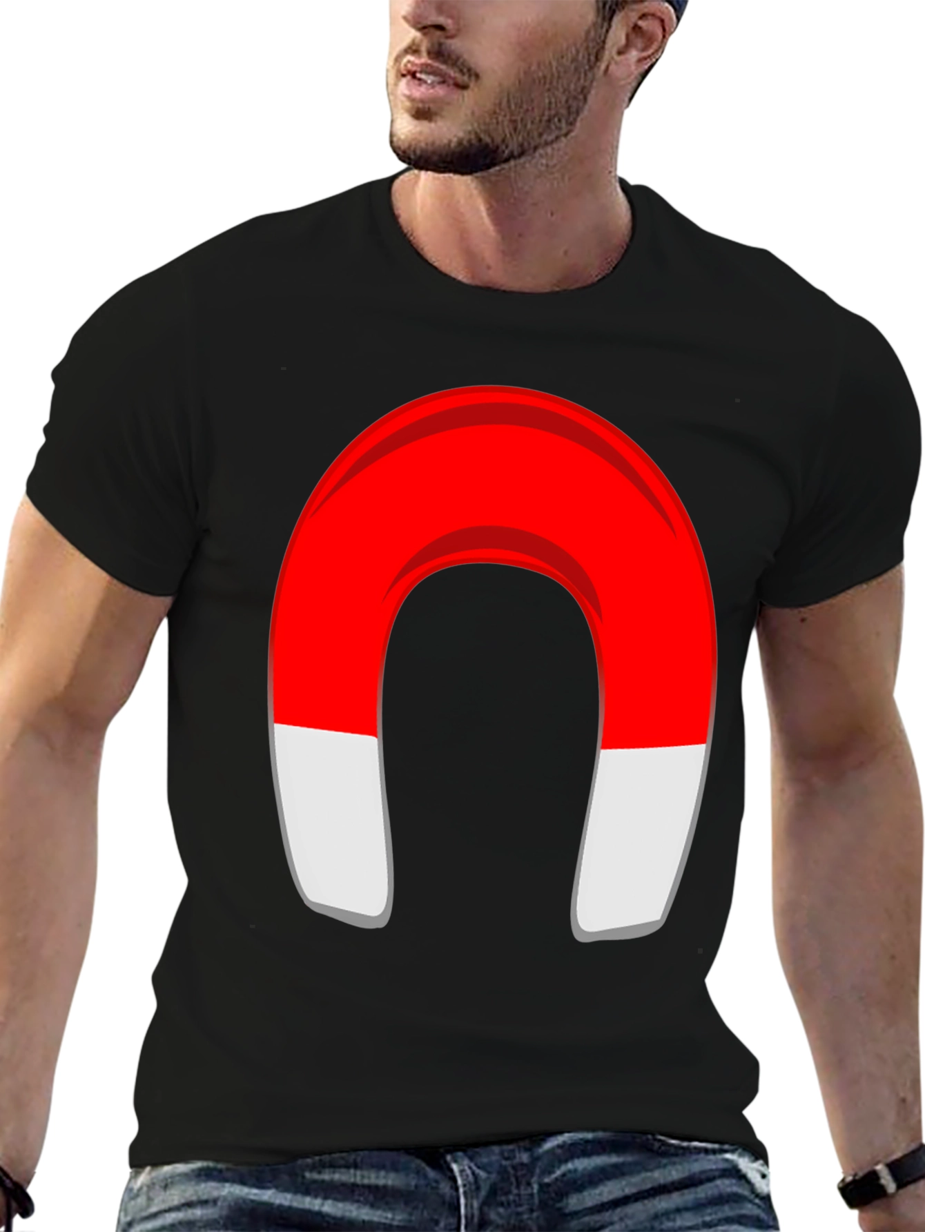 Magnet Graphic T-Shirt - Black Cotton Blend Tee