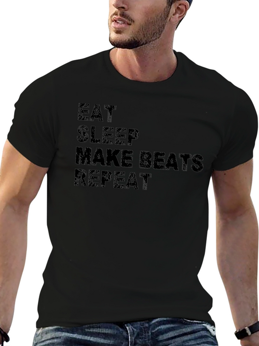 Eat Sleep Make Beats Repeat Black T-Shirt