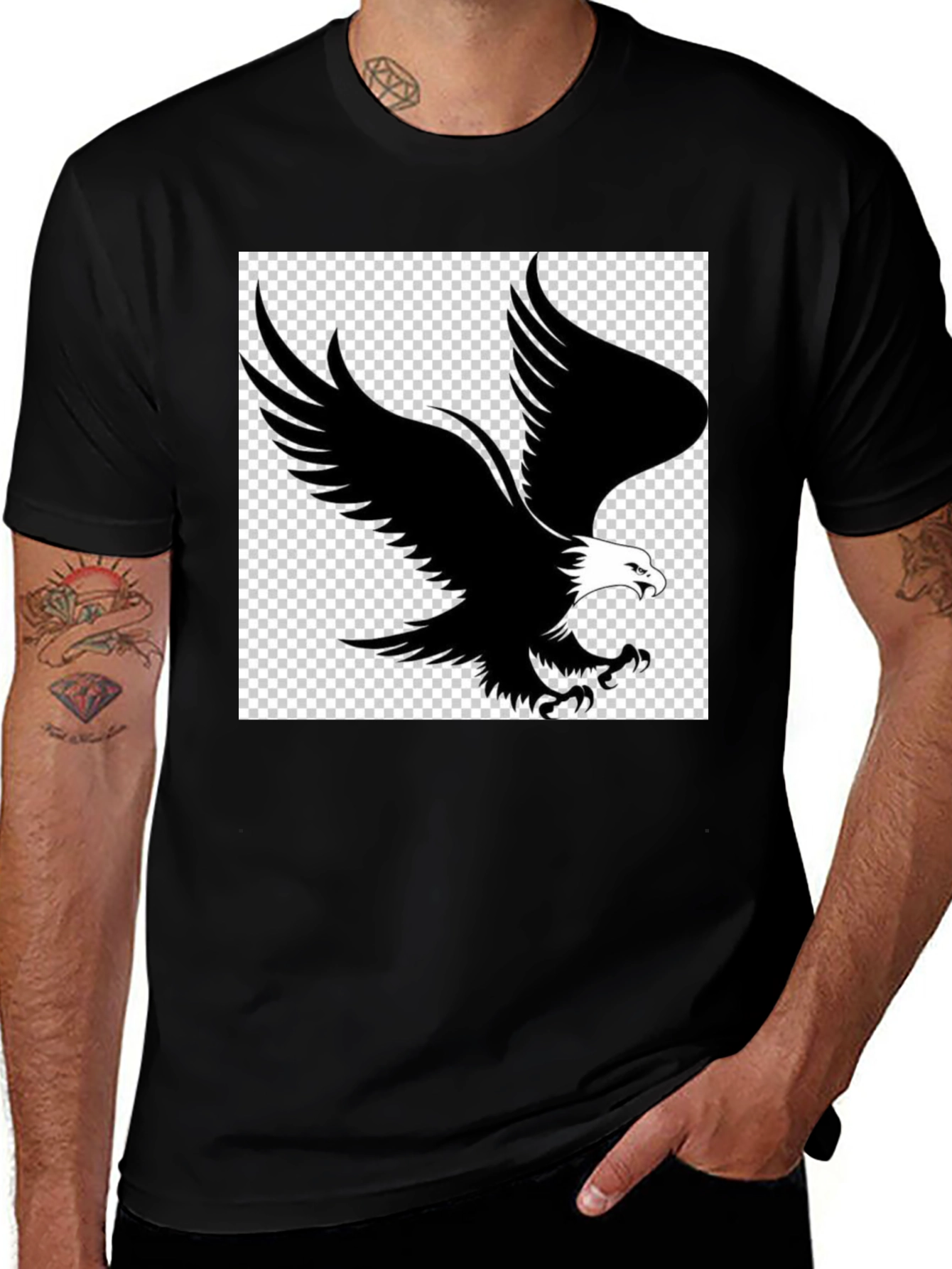 Mens Black Eagle Graphic Tee