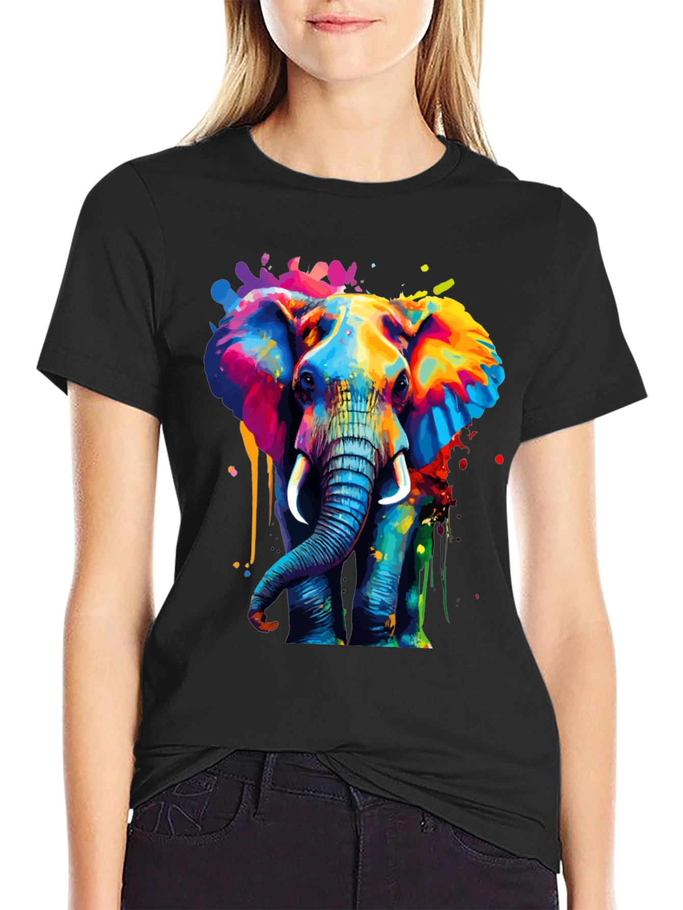 Vibrant Elephant Graphic T-Shirt