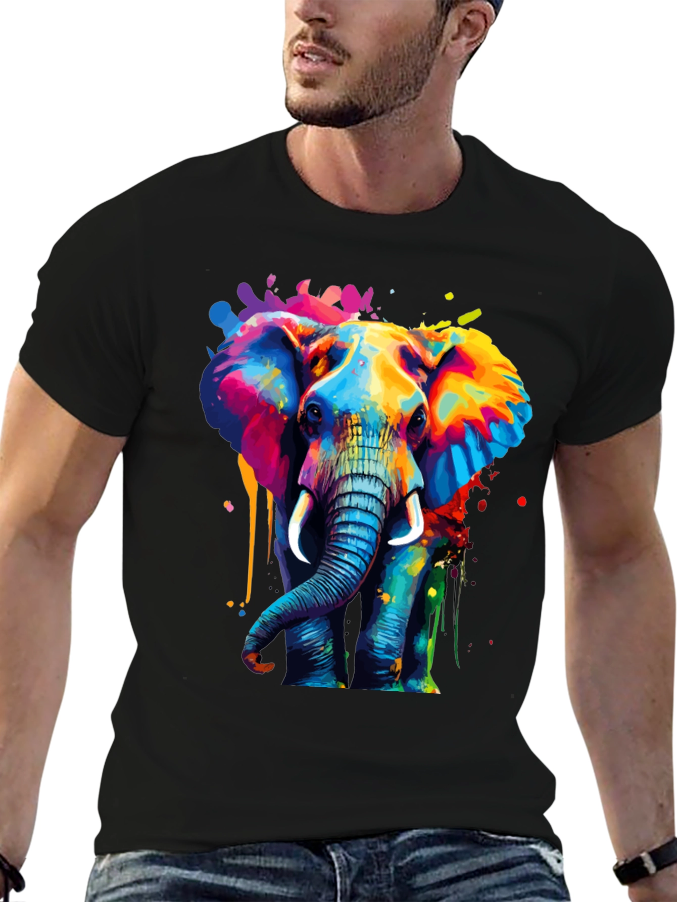 Vibrant Elephant Graphic T-Shirt
